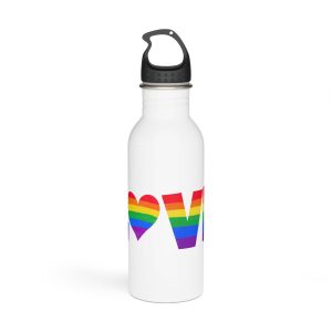 Word Love Colored Rainbow Lgbtq Gay Pride Flag Colors With Heart Shape Vector Lettering Lgbt History Month Pencil Crayon Textured Isolated Love Is Love Concept Stainless Steel Water Bottle