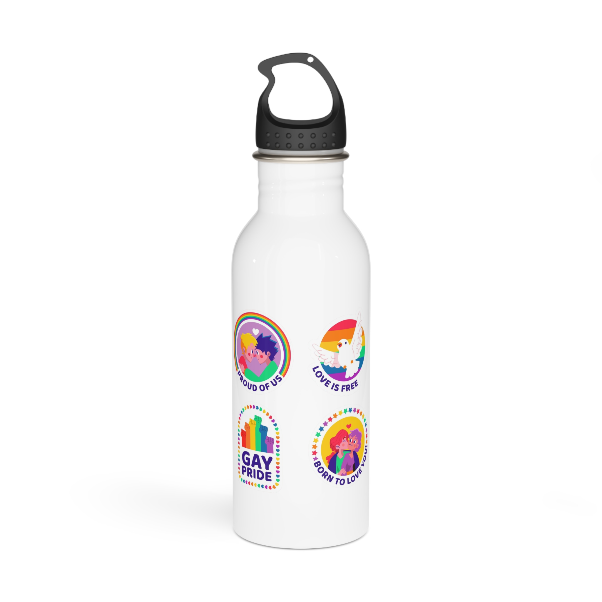 Flat Labels Collection Pride Month Celebration (1) Stainless Steel Water Bottle