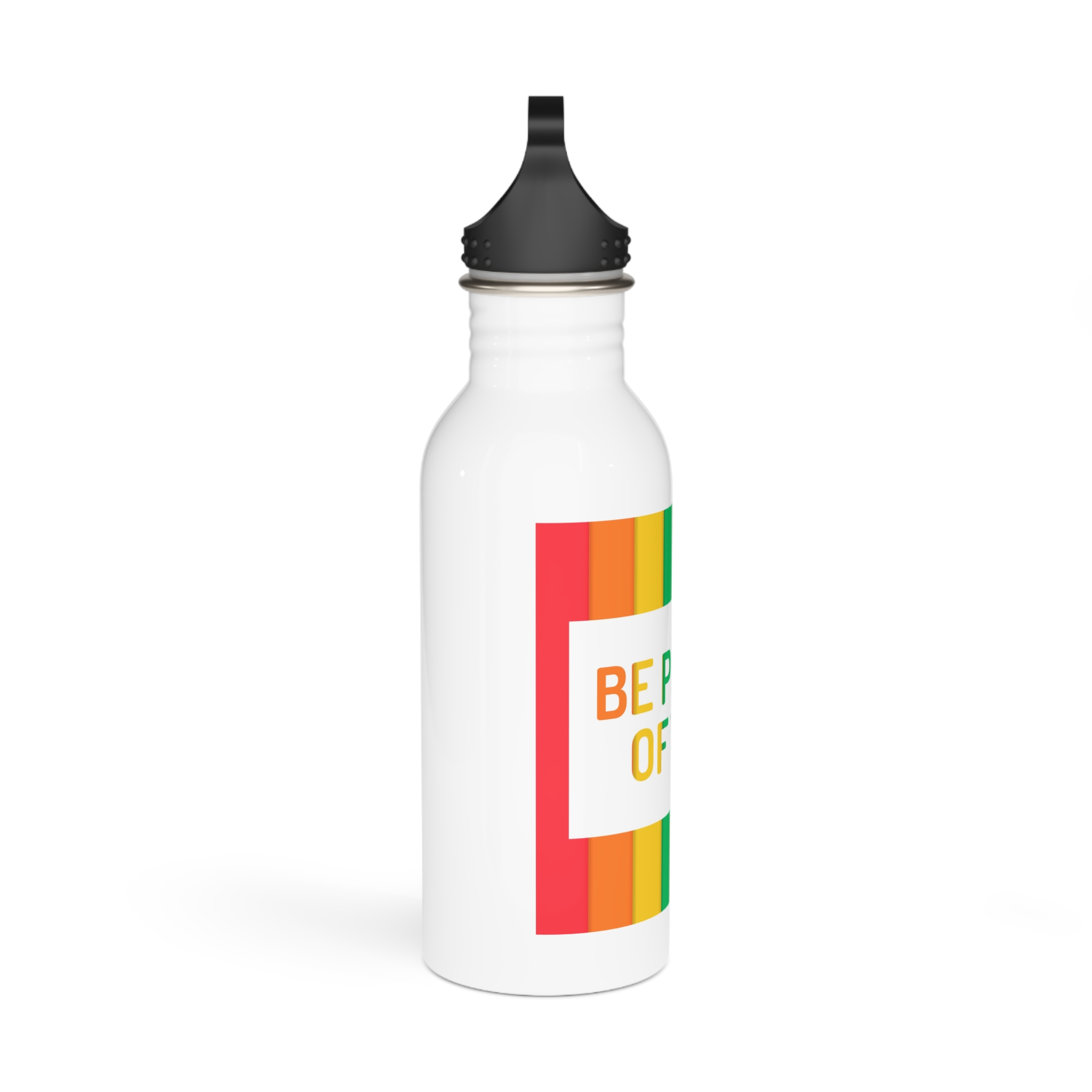 Rainbow Colored Background With Be Proud You Concept Pride Month Stainless Steel Water Bottle - Image 2