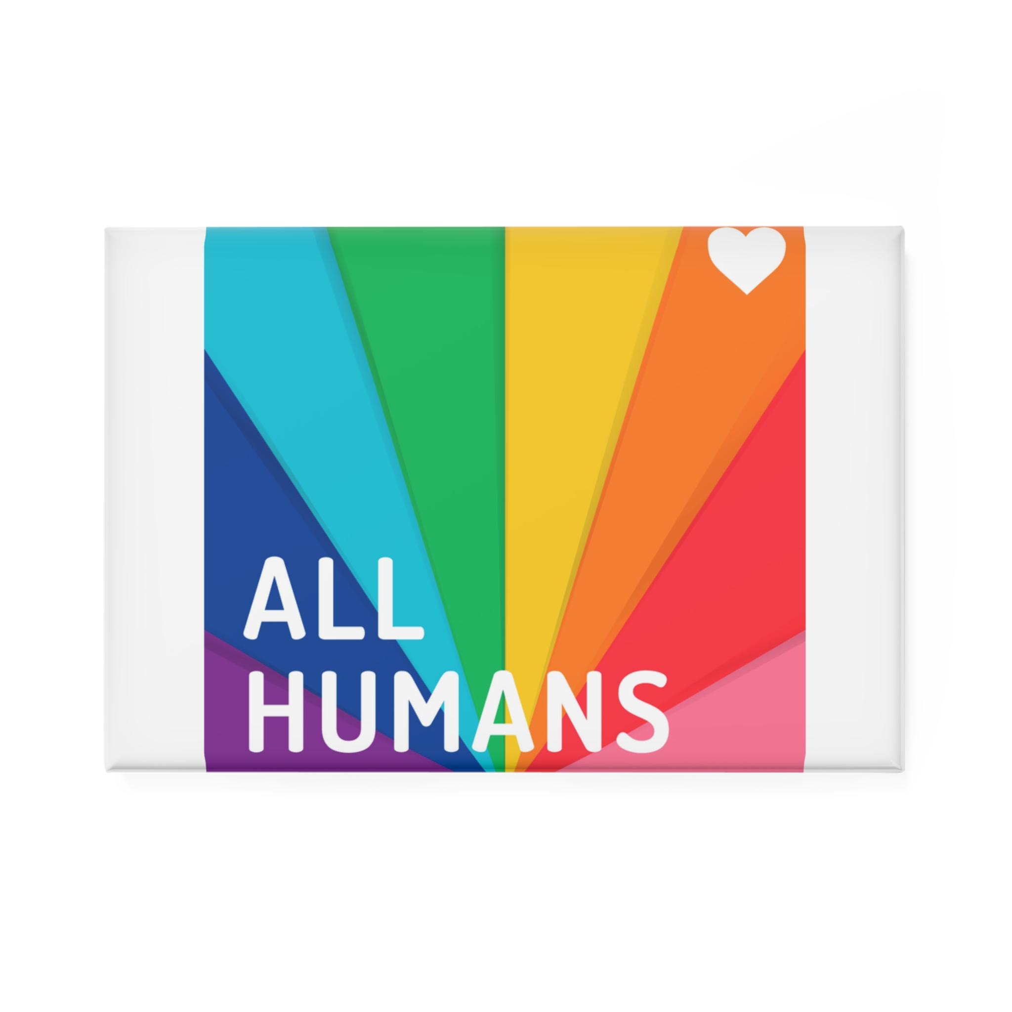 Rainbow Colored Background With All Humans Concept Pride Month Button Magnet Rectangle 1 And 10 Pcs - Image 5