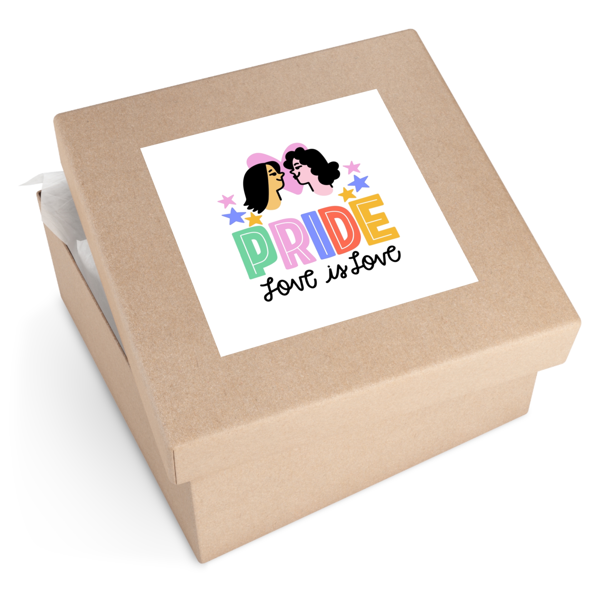 Pride Day Lettering With Lesbian Couple Laminate Stickers Square - Image 51