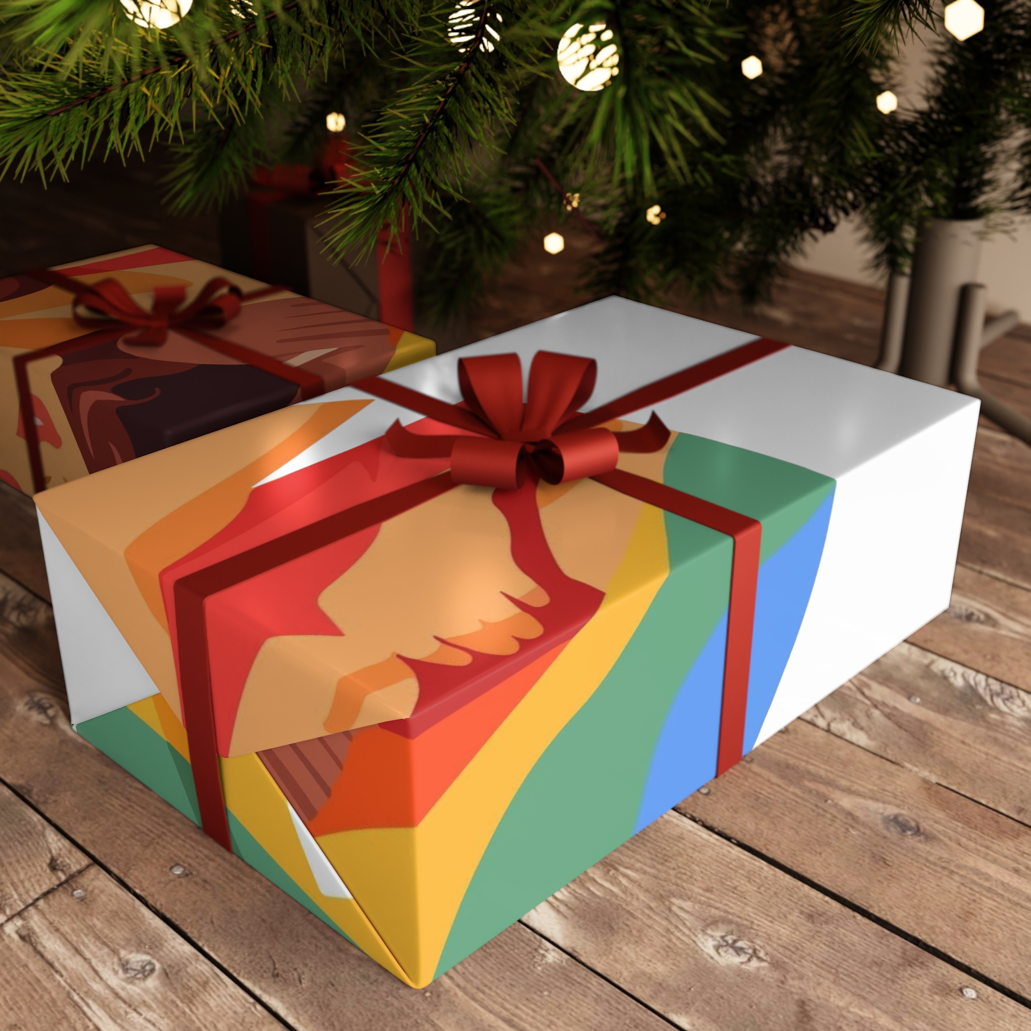Portrait Lesbian Couple With Rainbow Flag Concept Lgbtq Gift Wrapping Paper Sheets 1pc - Image 6