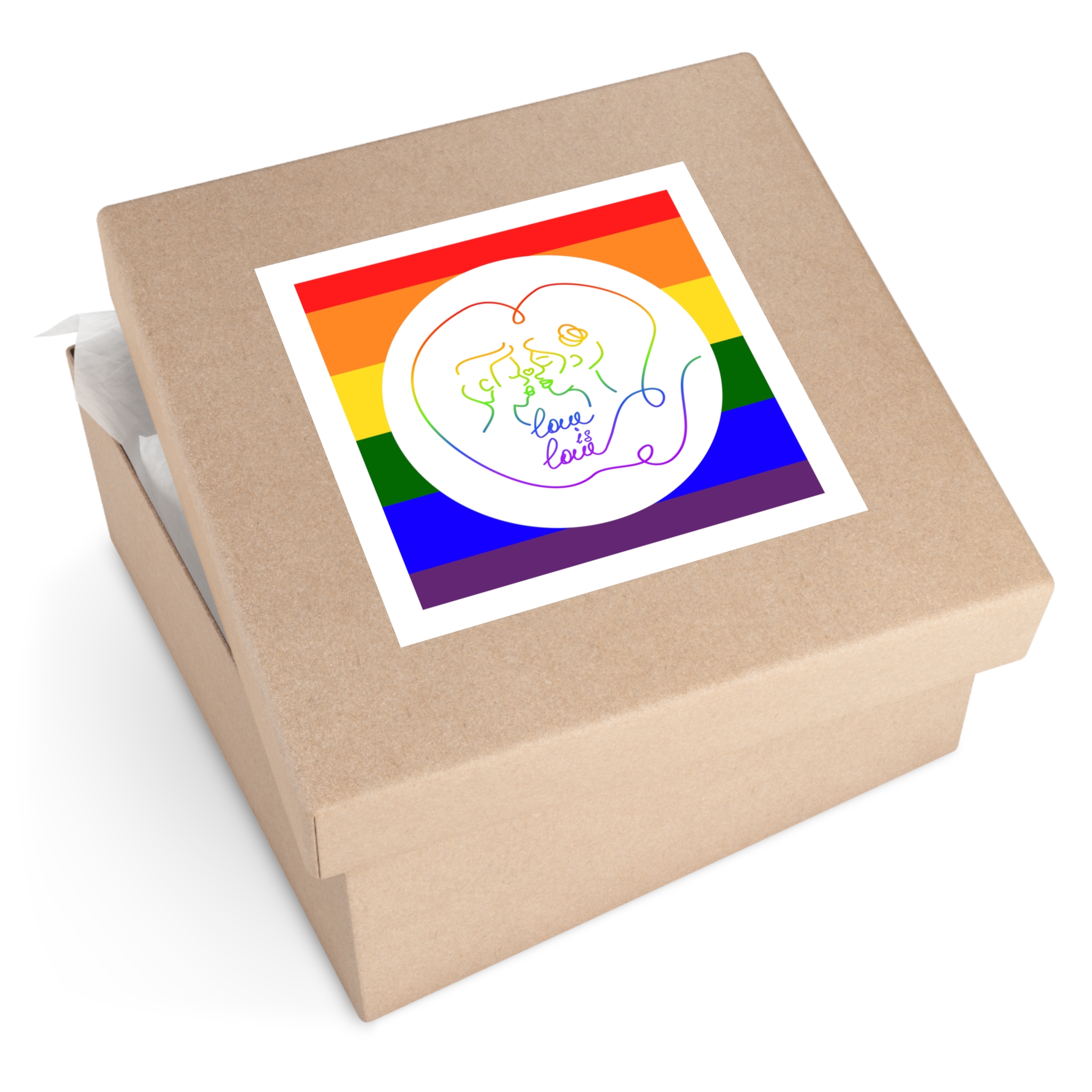 Poster With Kissing Woman Hand Lettering Love Is Love Theme Month Pride Lgbtq Love Background Laminate Stickers Square - Image 51