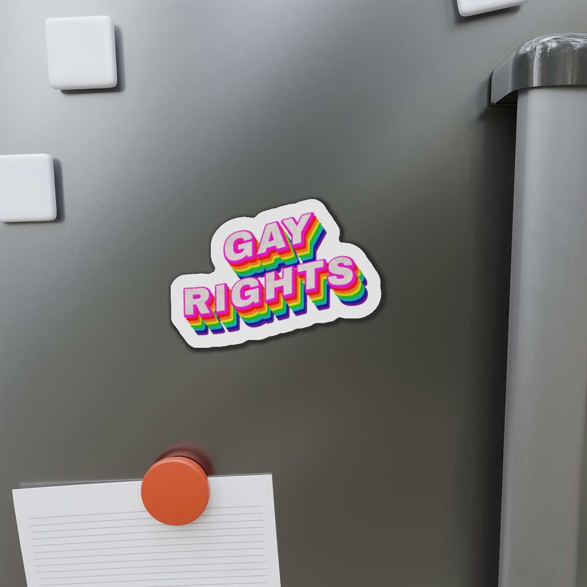 Rainbow Word Gay Rights Typography Design Element Die Cut Magnets - Image 11