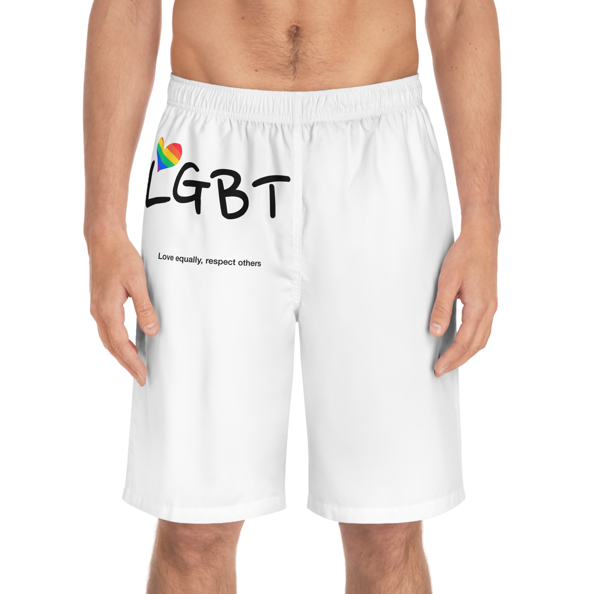 Love Letter Pride Rainbow Lettering Text Writing Pattern Freedom Love Heart Homo Colors Flag Parade(3) Mens Board Shorts Aop - Image 3