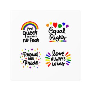Hand Drawn Pride Day Badge Collection Laminate Stickers Square