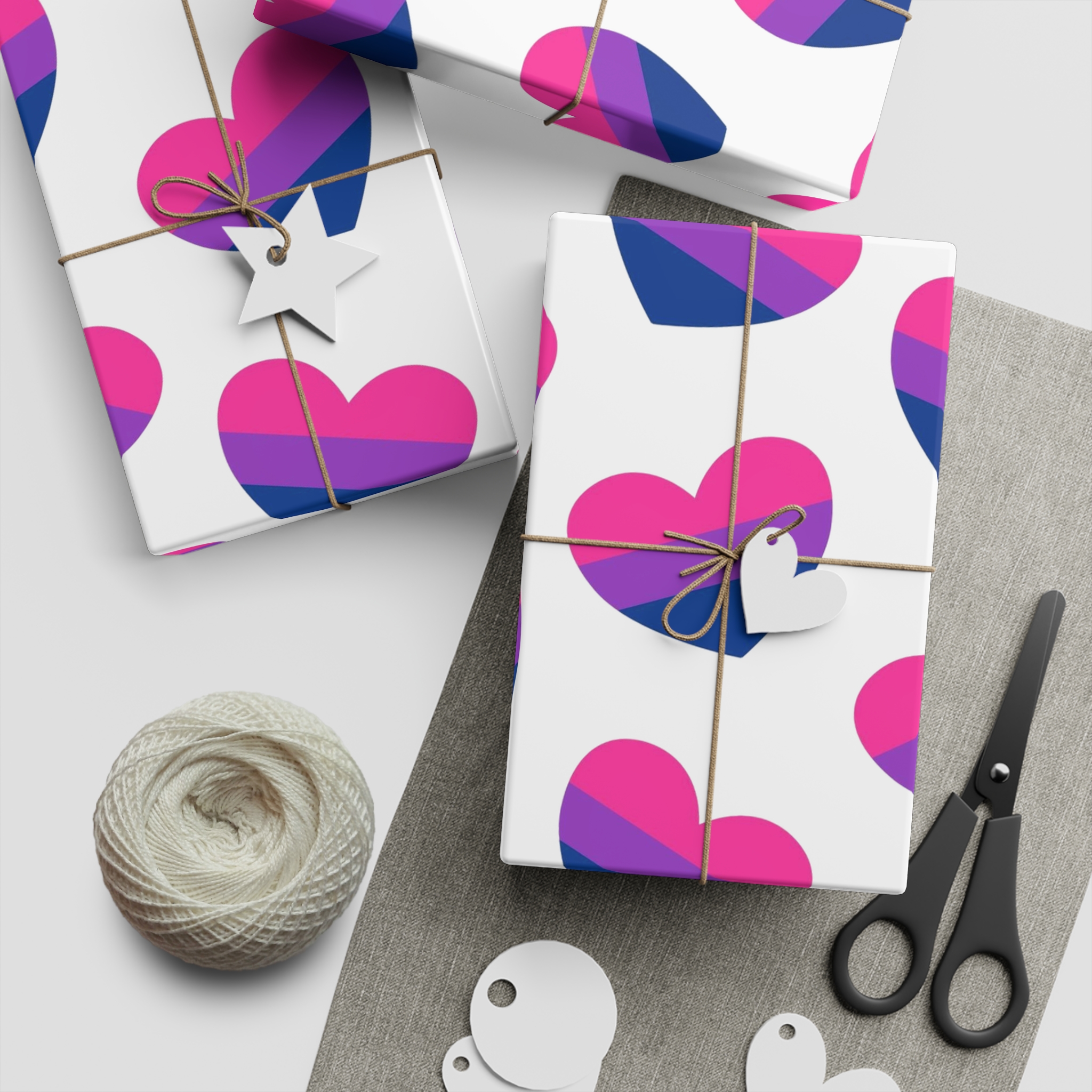 Vector Seamless Pattern Bisexual Flag Heart Gift Wrapping Paper Sheets 1pc - Image 2