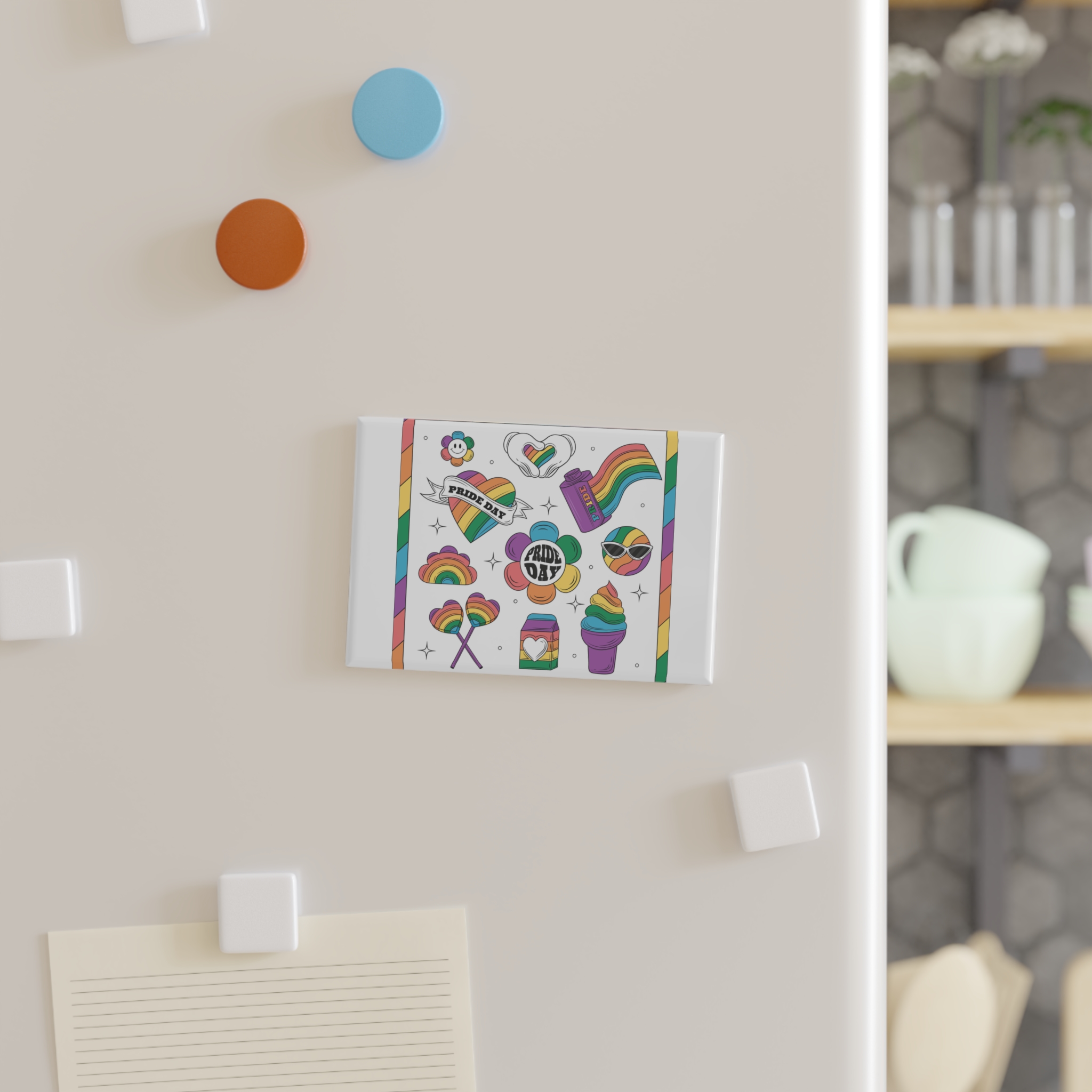Hand Drawn Design Elements Collection Pride Month Celebration Button Magnet Rectangle 1 And 10 Pcs - Image 3