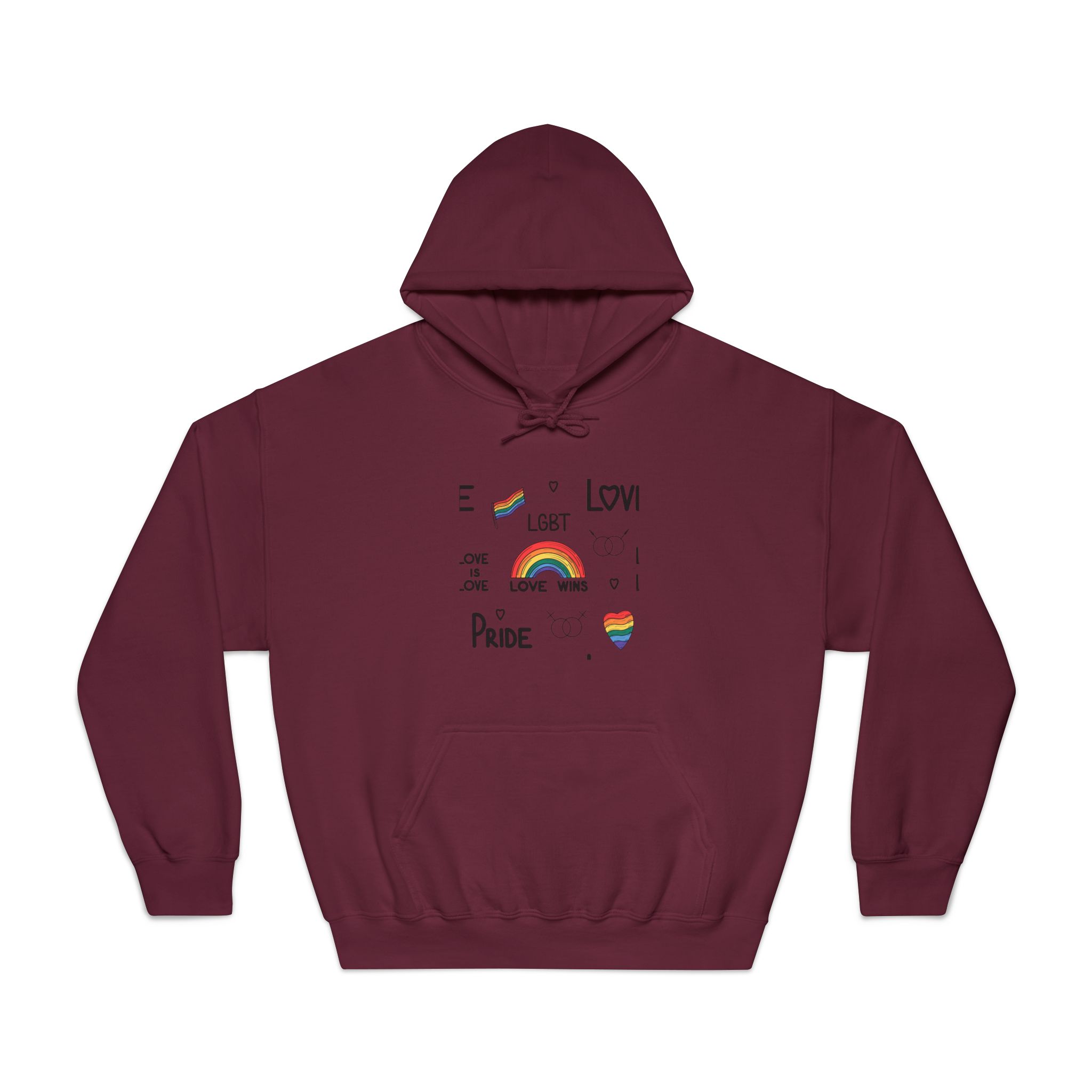 Lgbtq Pride Seamless Illustration Rainbow Hearts Love Symbols Unisex Dryblend Hooded Sweatshirt - Image 17