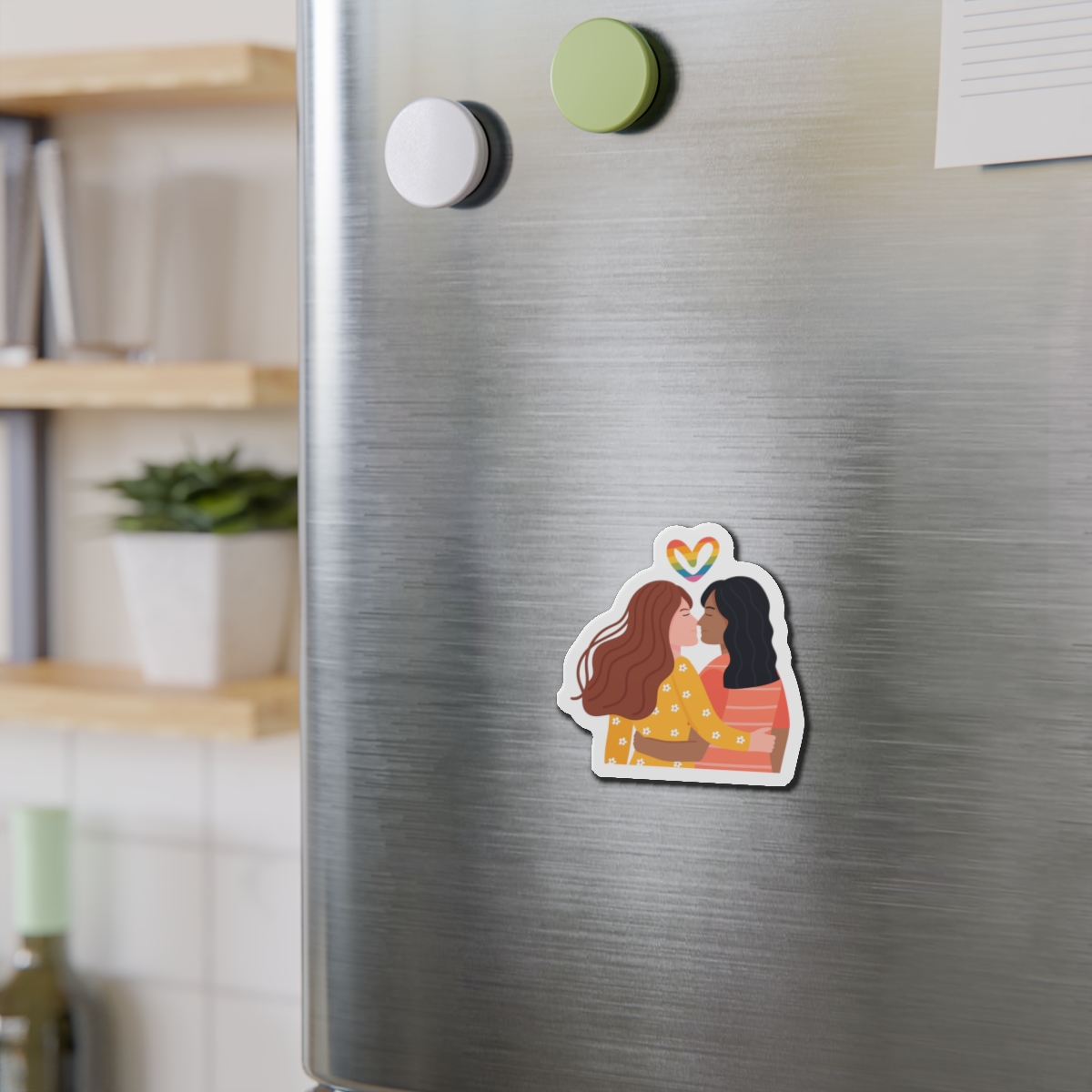 Hand Drawn Affectionate Lesbian Kiss (1) Die Cut Magnets - Image 6