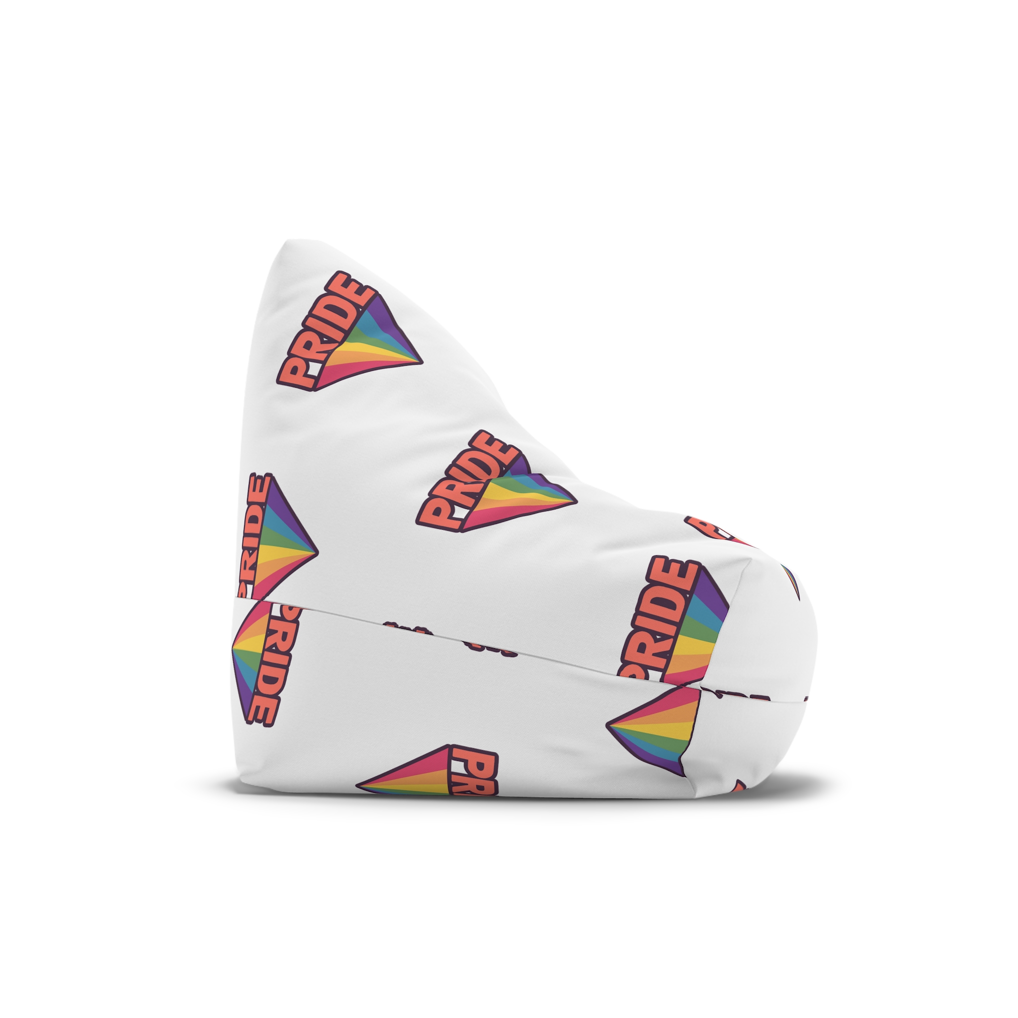 Pride Text With Rainbow Flag Badge Lgbt Symbol Gay Lesbian Bisexual Trans Queer Love Symbol Bean Bag Chair Cover - Image 3