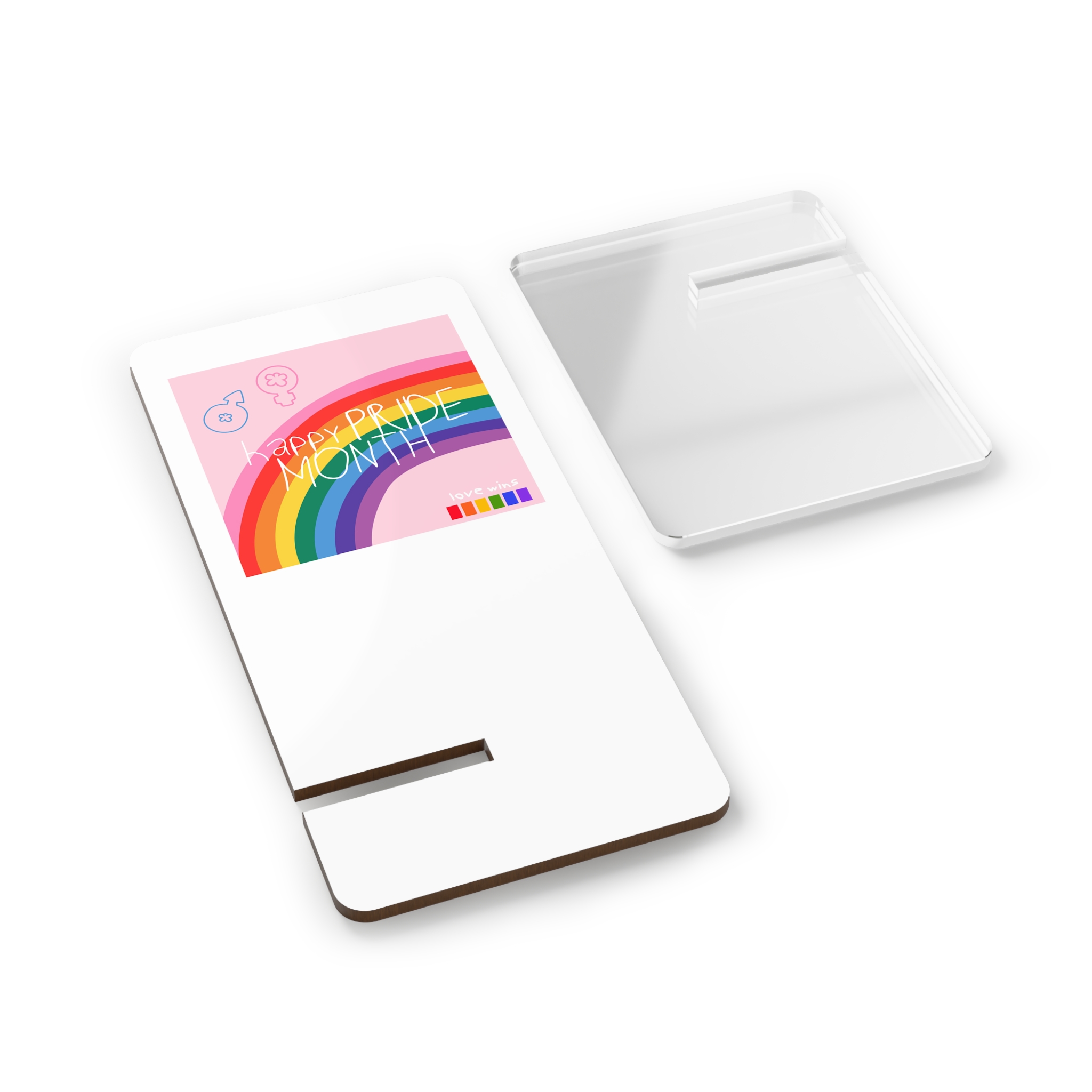 Cute Simple Banner Pride Month Symbols Pride Month With Lgbtq Flag Colours Mobile Display Stand For Smartphones - Image 2