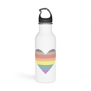 Pride Flag Heart Shape Icon With Heart Pattern Inside Heart Symbol With Black Brown Stripes Stainless Steel Water Bottle