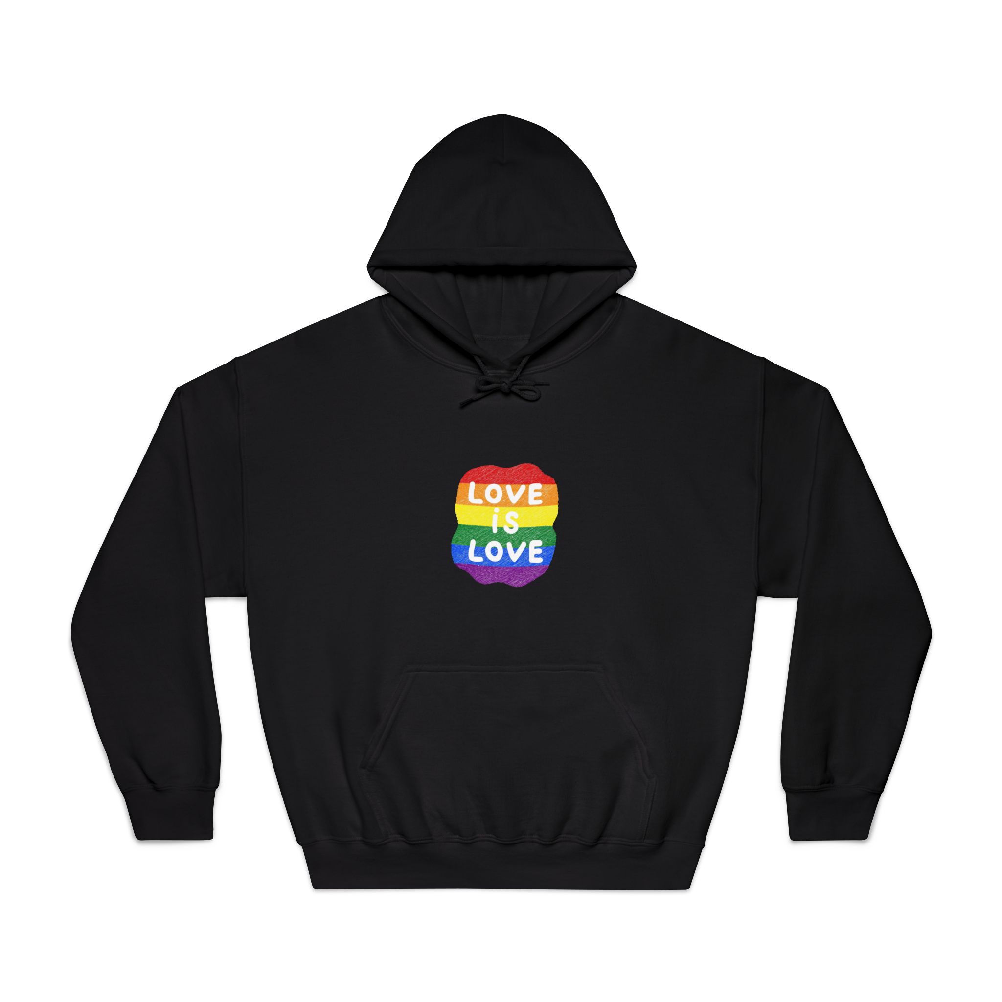 Love Is Love Lgbtq Pride Rainbow Poster Slogan Unisex Dryblend Hooded Sweatshirt - Image 9