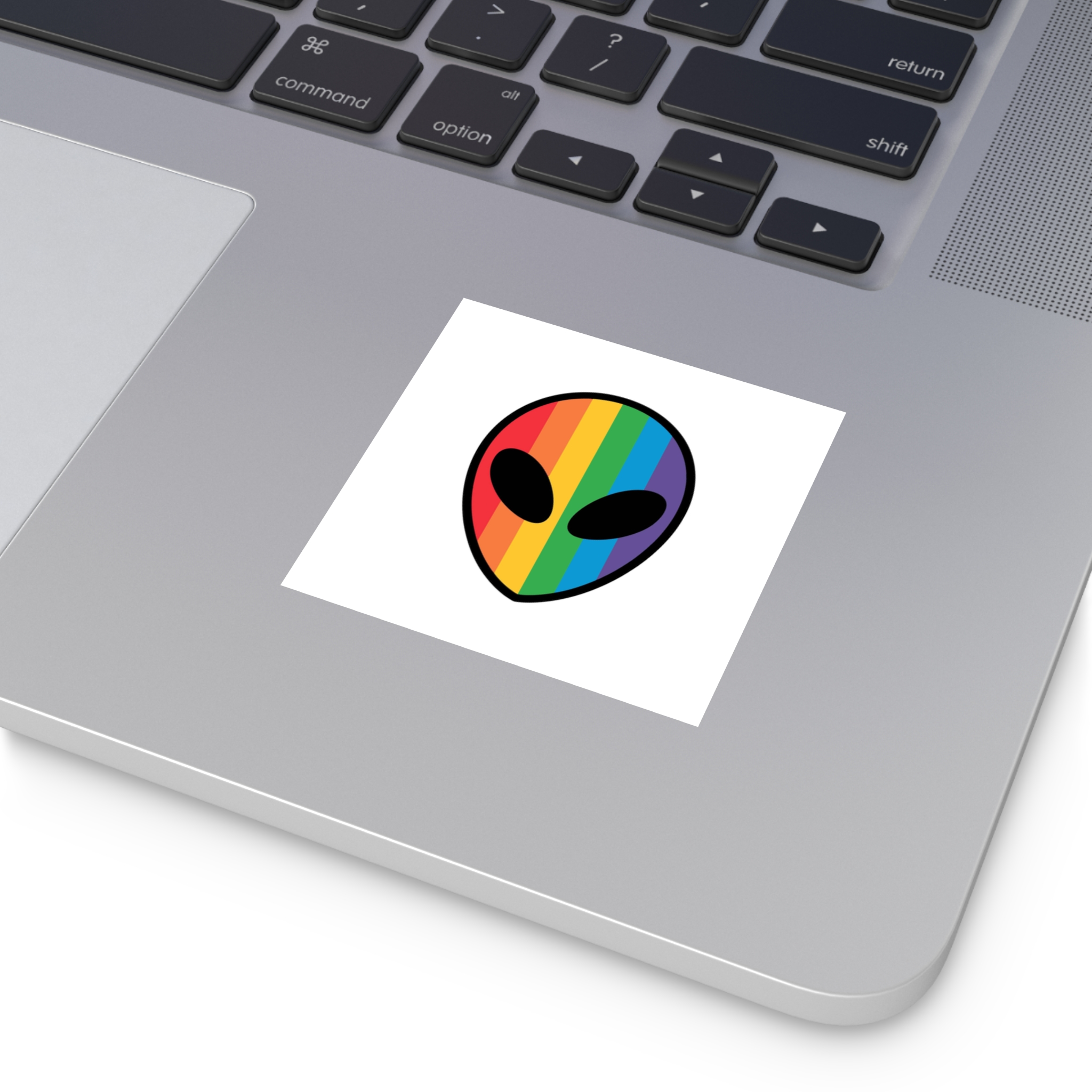 Rainbow Alien Head Lgbt Pride Illustration Laminate Stickers Square - Image 11