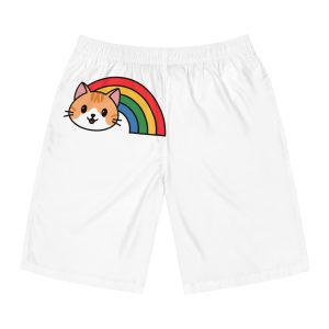 Cartoon Cat Head Illustration With Rainbow Happy Expression1 Mens Board Shorts Aop