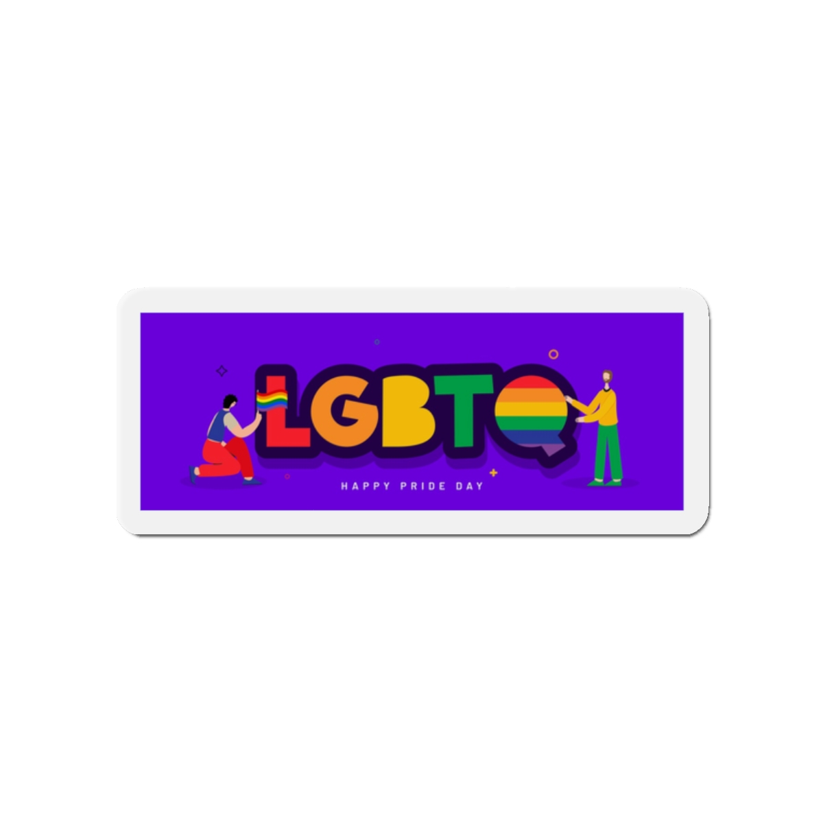 Lgbtq Community Banner Design With Illustration Gay Couple Die Cut Magnets