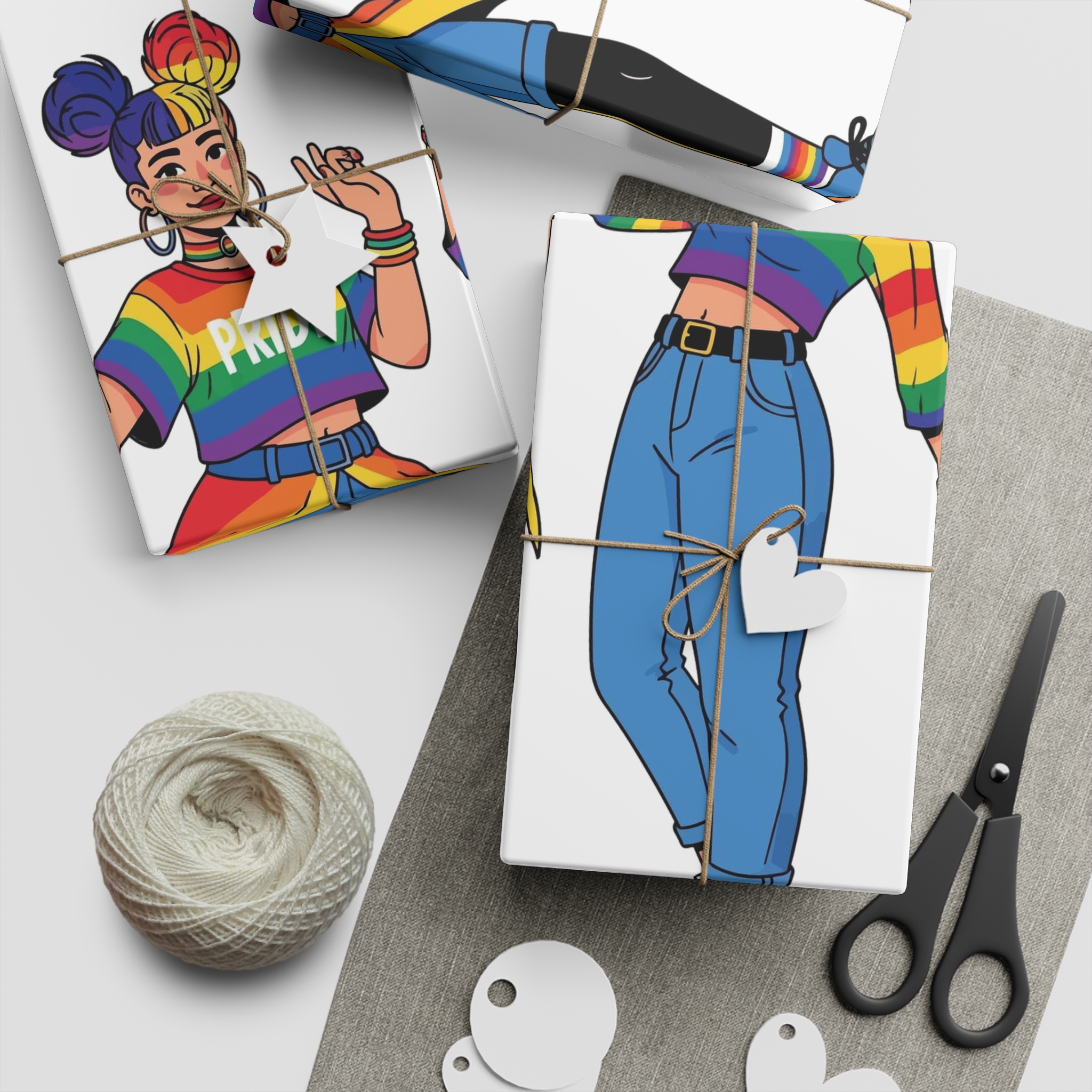 Two Diverse Young Women Celebrate Pride Month With Rainbow Flags Colorful Attire Gift Wrapping Paper Sheets 1pc - Image 2