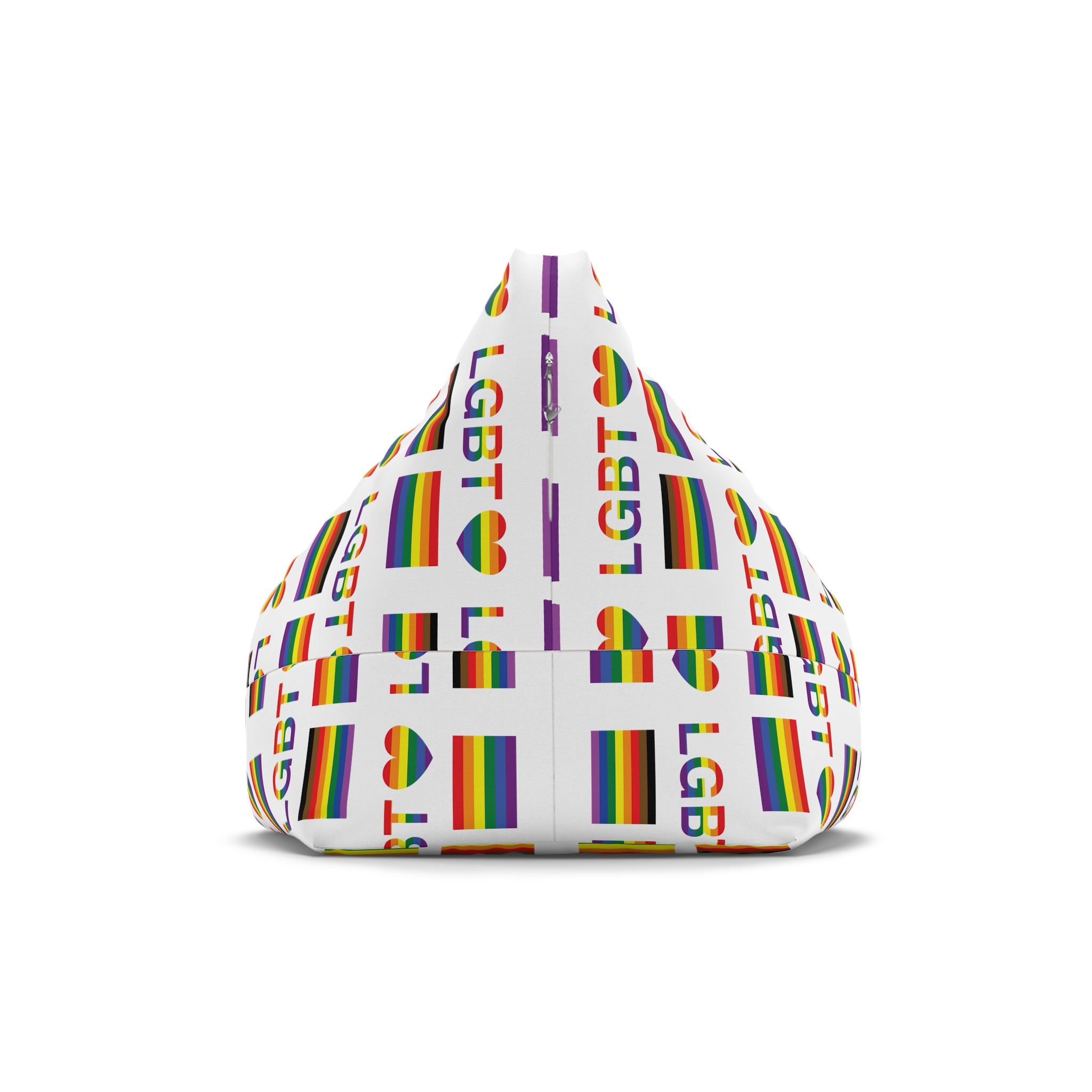 Lgbt Word Text Letter With Heart Rainbow Color Flag Isolated White Background Vector Illustrati Bean Bag Chair Cover - Image 2