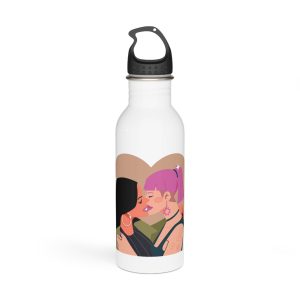 Hand Drawn Lesbian Kiss Stainless Steel Water Bottle
