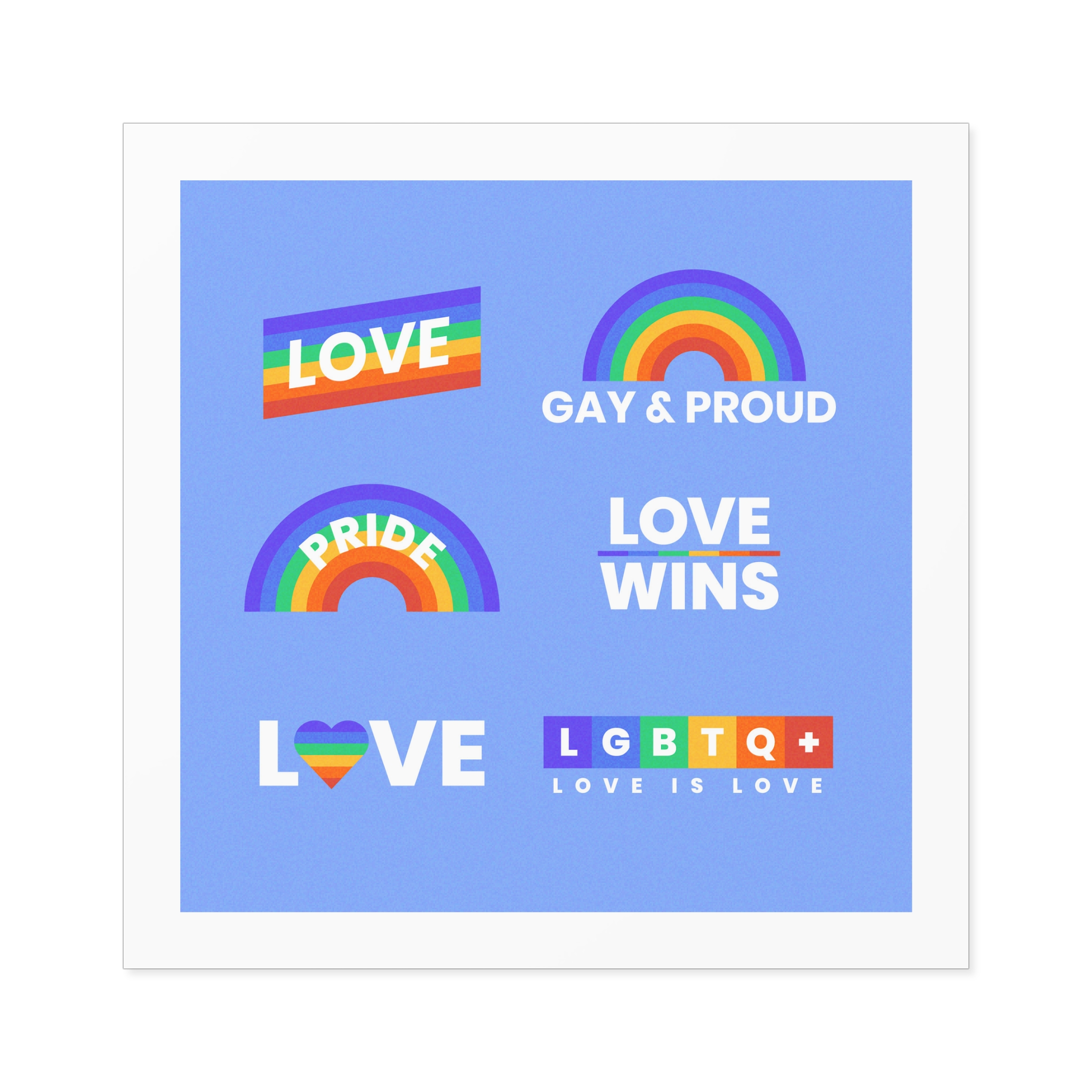 Pride Day Concept Rainbow Labels Laminate Stickers Square - Image 49