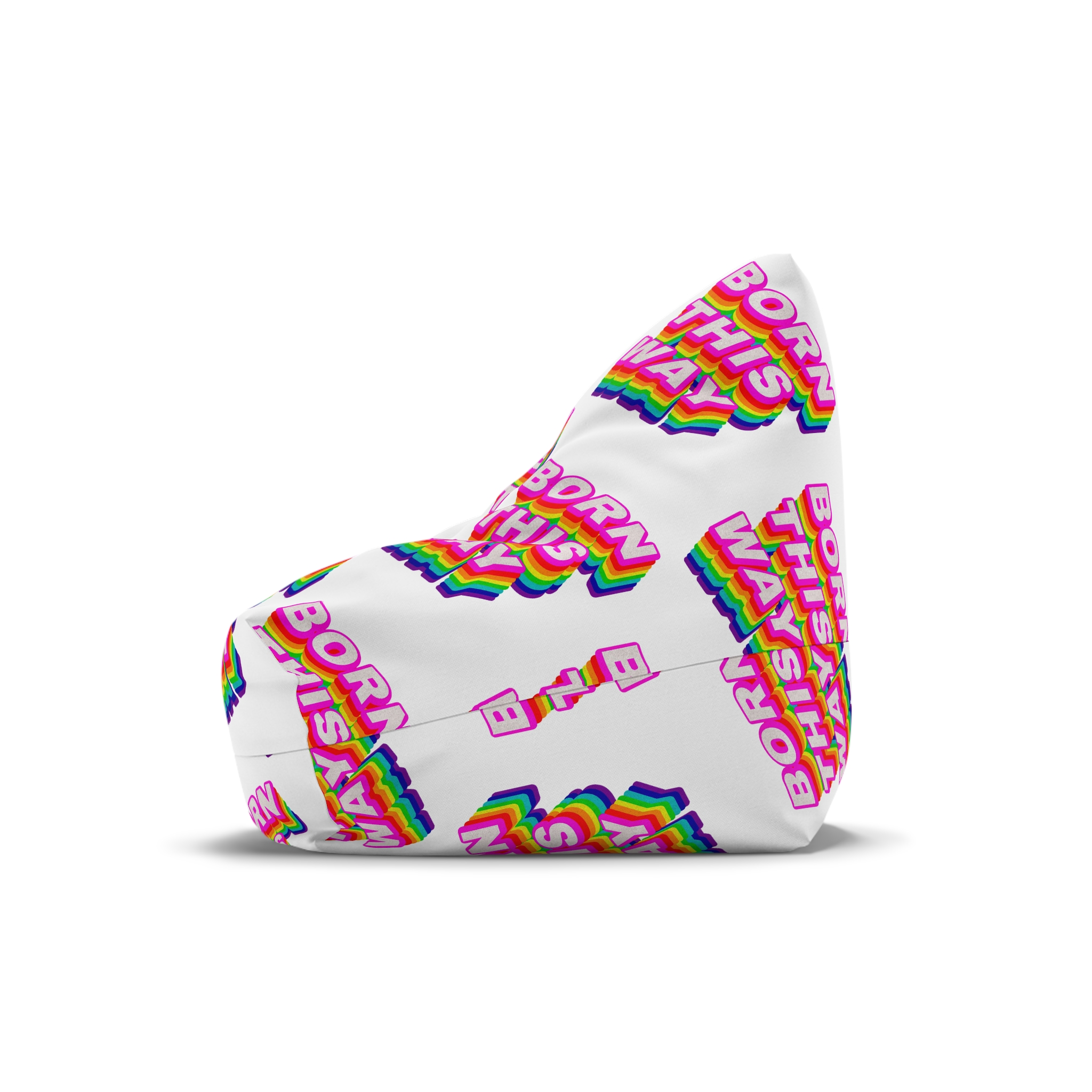 Rainbow Word Born This Way Typography Design Element Bean Bag Chair Cover - Image 4