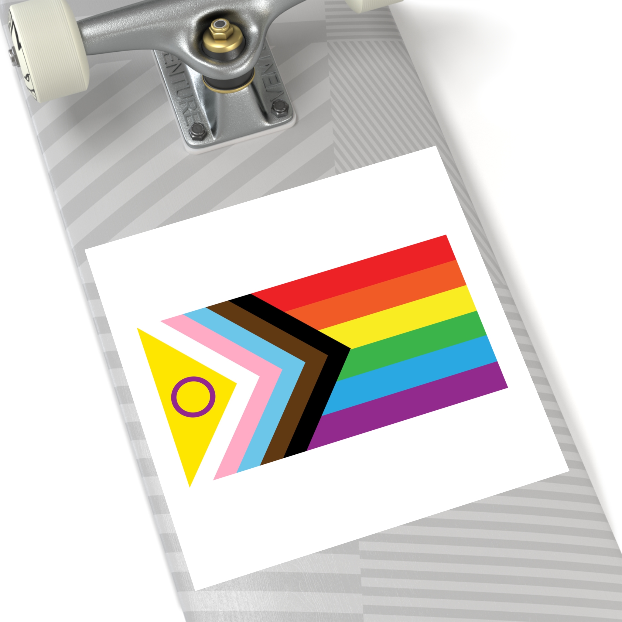 Intersex Inclusive Progress Pride Flag Laminate Stickers Square - Image 80