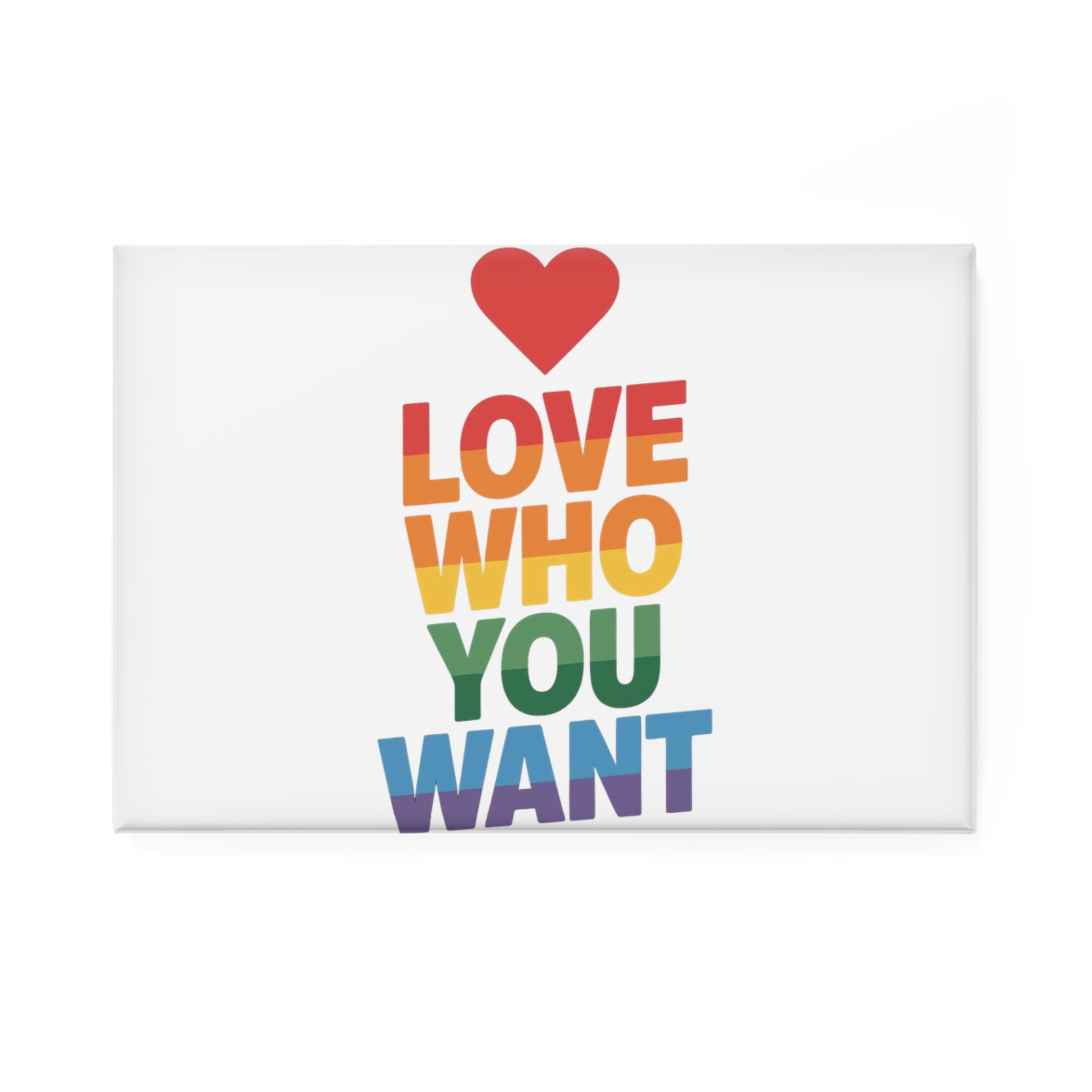 Rainbowcolored Text With Heart Symbol Saying Love Who You Want Button Magnet Rectangle 1 And 10 Pcs - Image 5