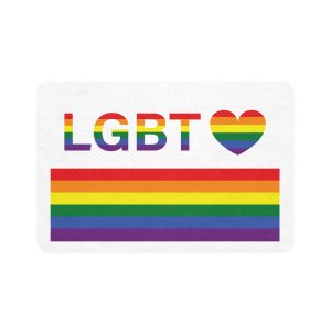 Lgbt Word Text Letter With Heart Rainbow Color Flag Isolated White Background Vector Illustration Pet Food Mat 12x18