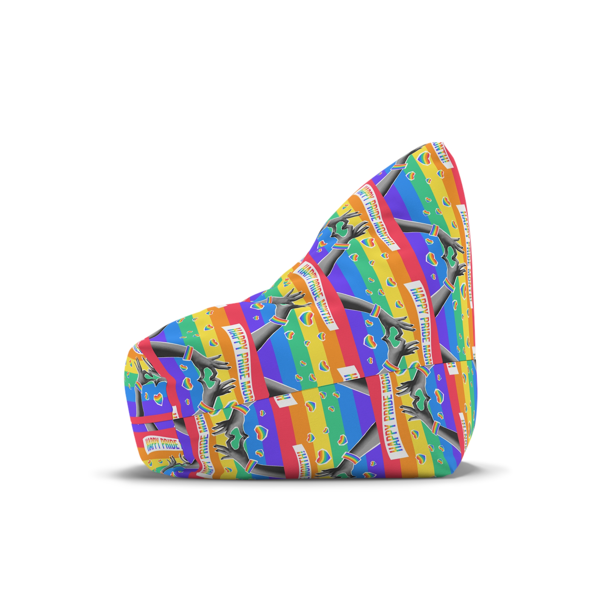 Lgbtq Pride Month Card Y2k Style Trendy Retro Collage Halftone Hands Bean Bag Chair Cover - Image 4
