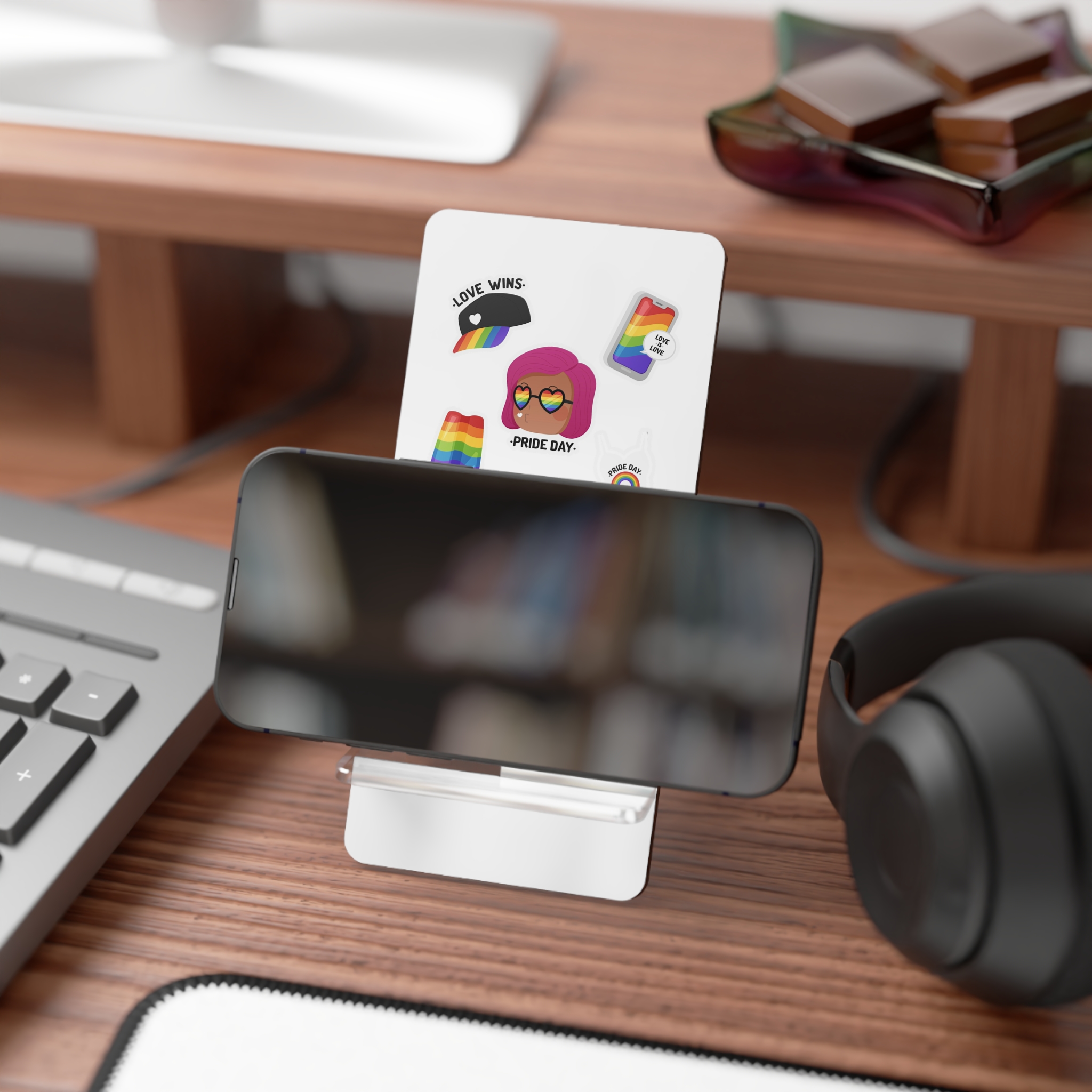 Flat Pride Day Badge Collection Mobile Display Stand For Smartphones - Image 4