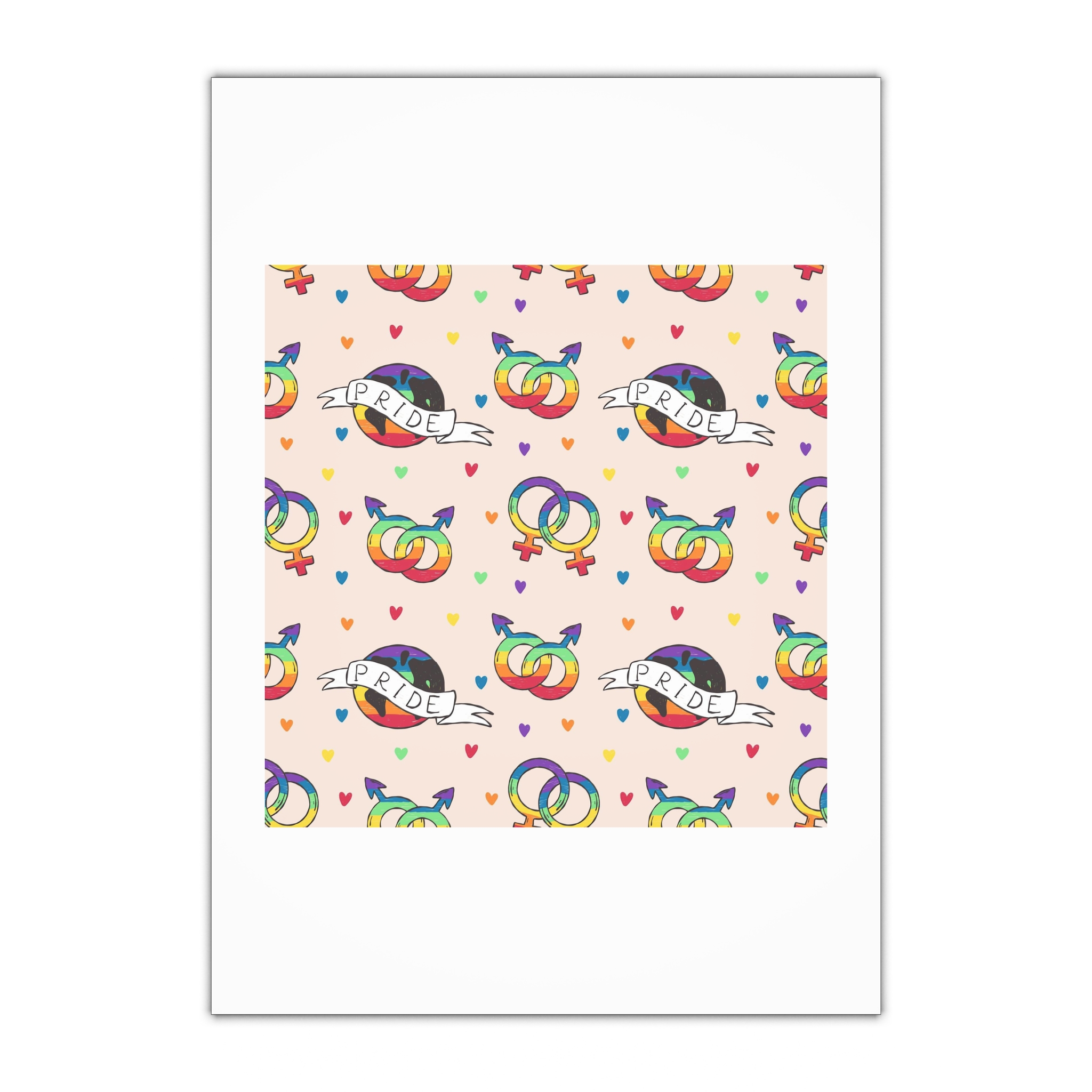 Rainbow Pride Seamless Pattern With Love Symbols Hand Drawn Style Gift Wrapping Paper Sheets 1pc