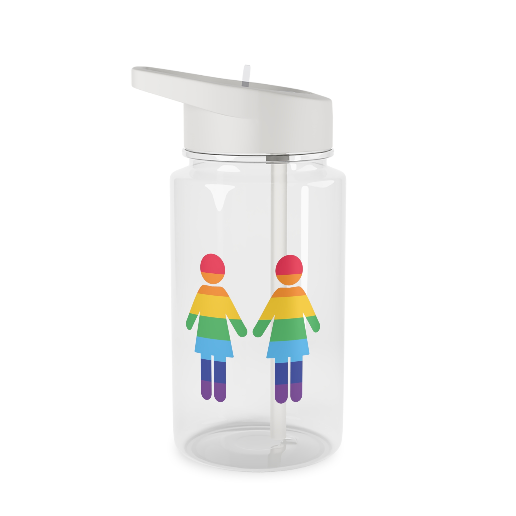 Lgbt Pride Two Lesbians Vector Icon Rainbow Colors Vector Illustration Tritan Water Bottle