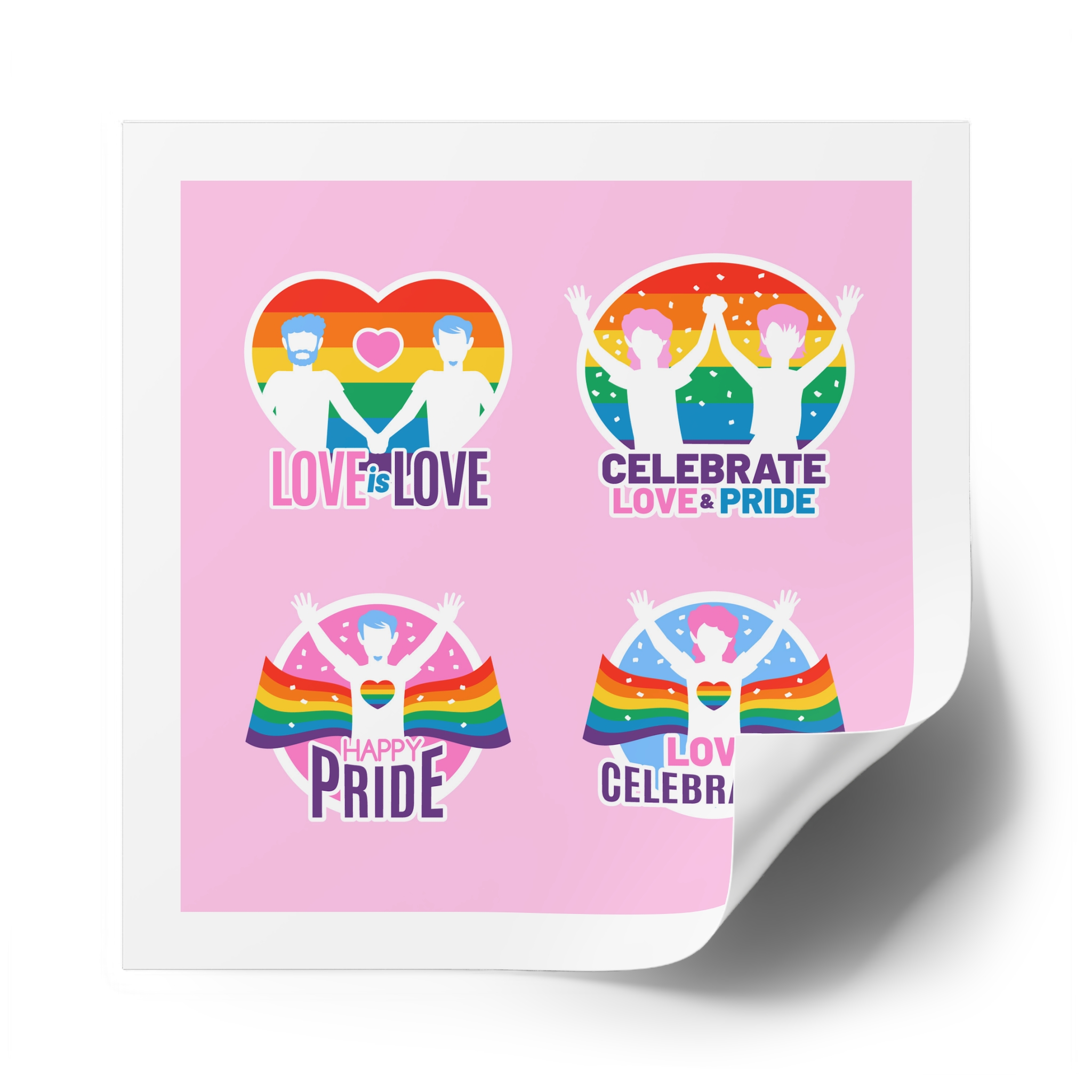 Pride Day Neon Badges Laminate Stickers Square - Image 54
