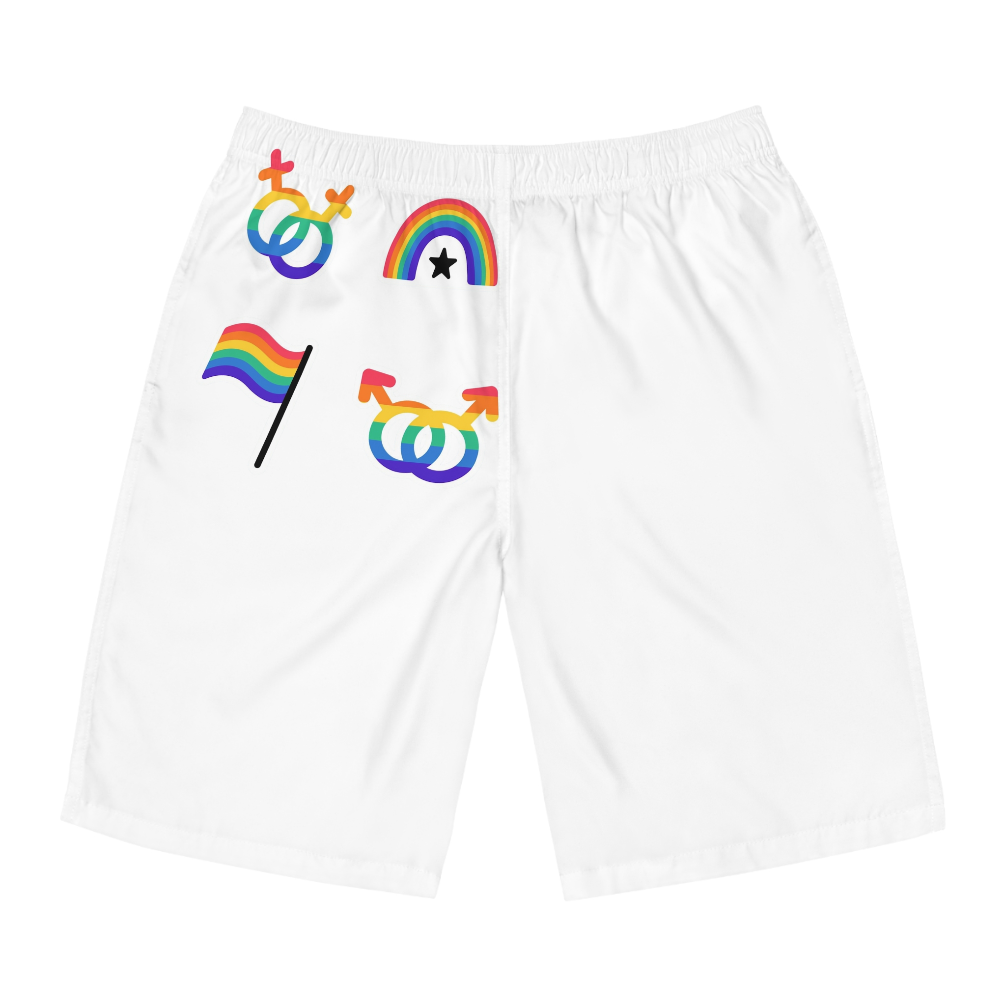 Lgbt Stickers Doodle Style Lgbtq Set Lgbt Pride Community Symbols Rainbow Colored Elements Flag Heart Rainbow Mens Board Shorts Aop