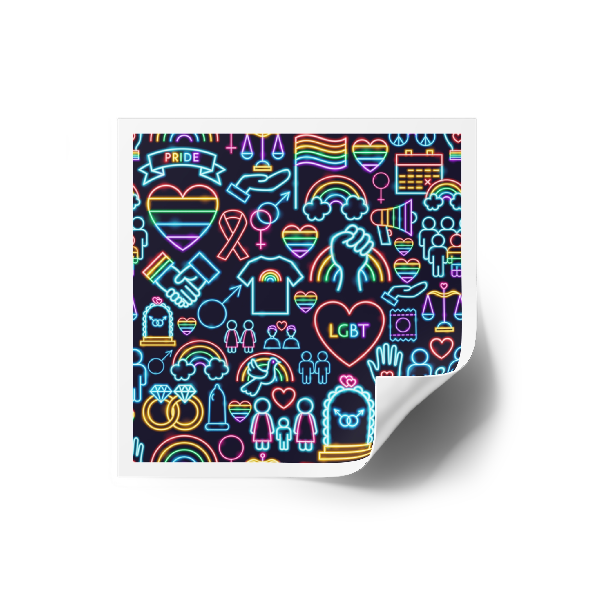 Lgbt Seamless Neon Pattern Laminate Stickers Square - Image 2