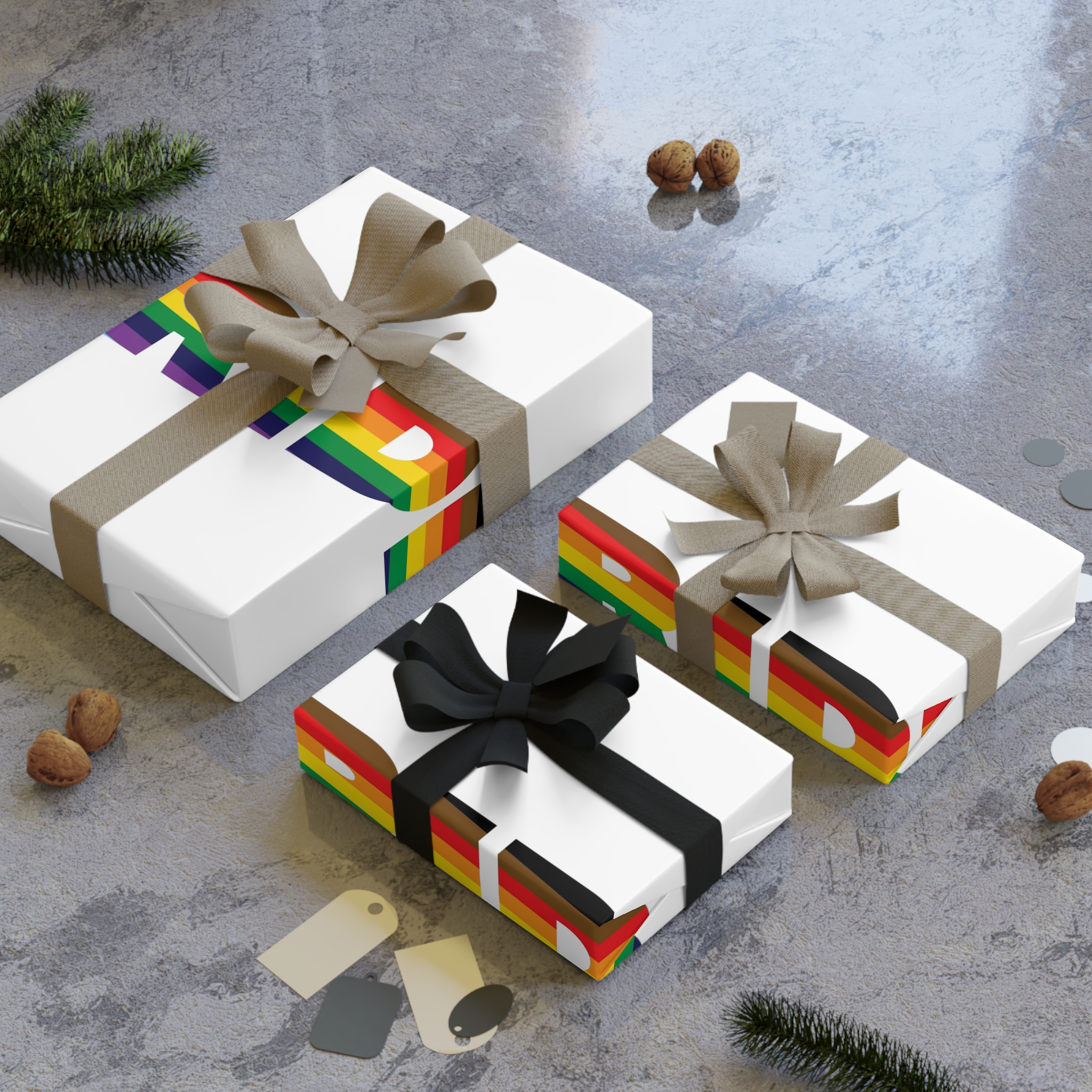 Large Bold Pride Letters Infused With Progress Rainbow Flag Colors Represent Lgbtqia Gift Wrapping Paper Rolls 1pc - Image 4