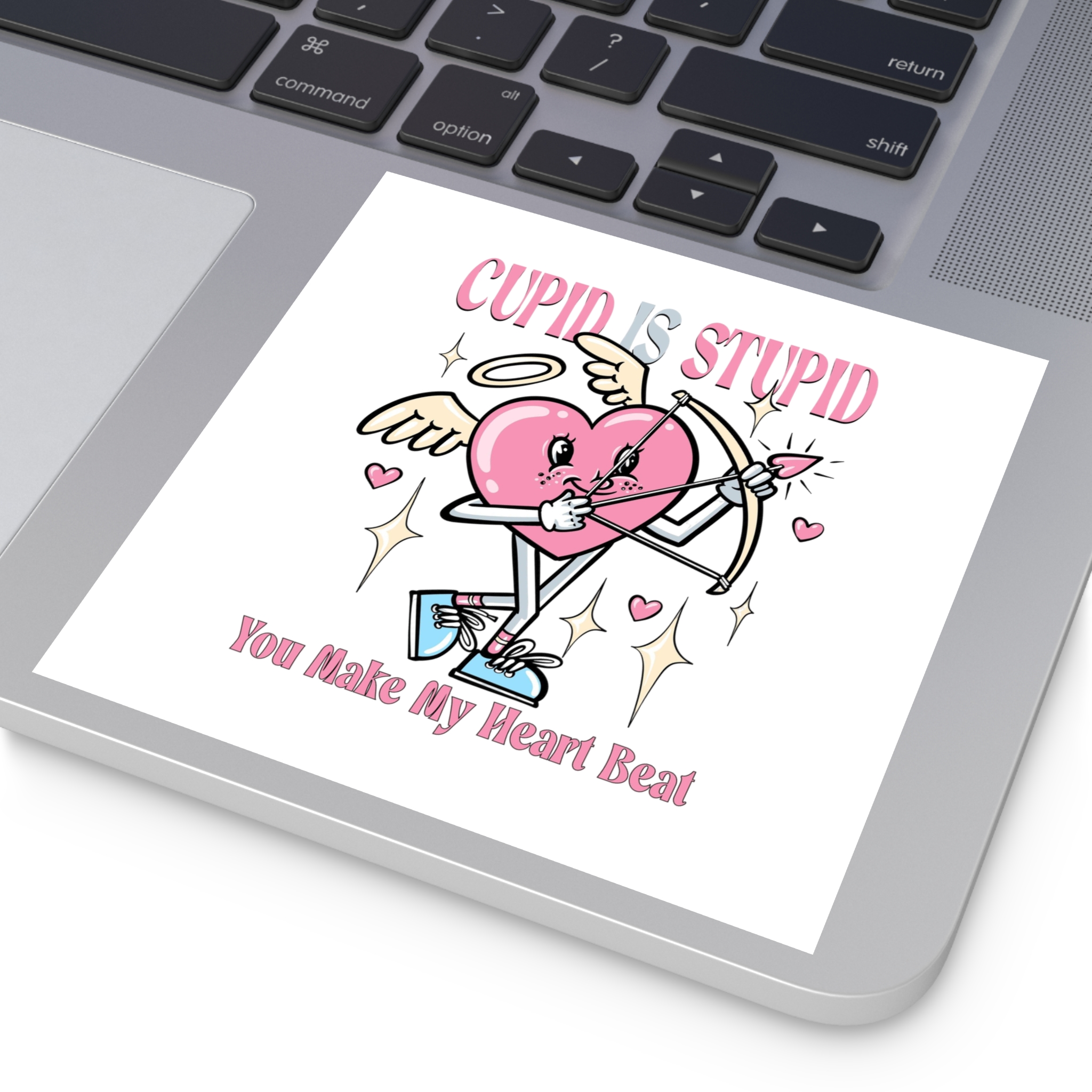 Love Cupid Holding Bow Tshirt Design Laminate Stickers Square - Image 43