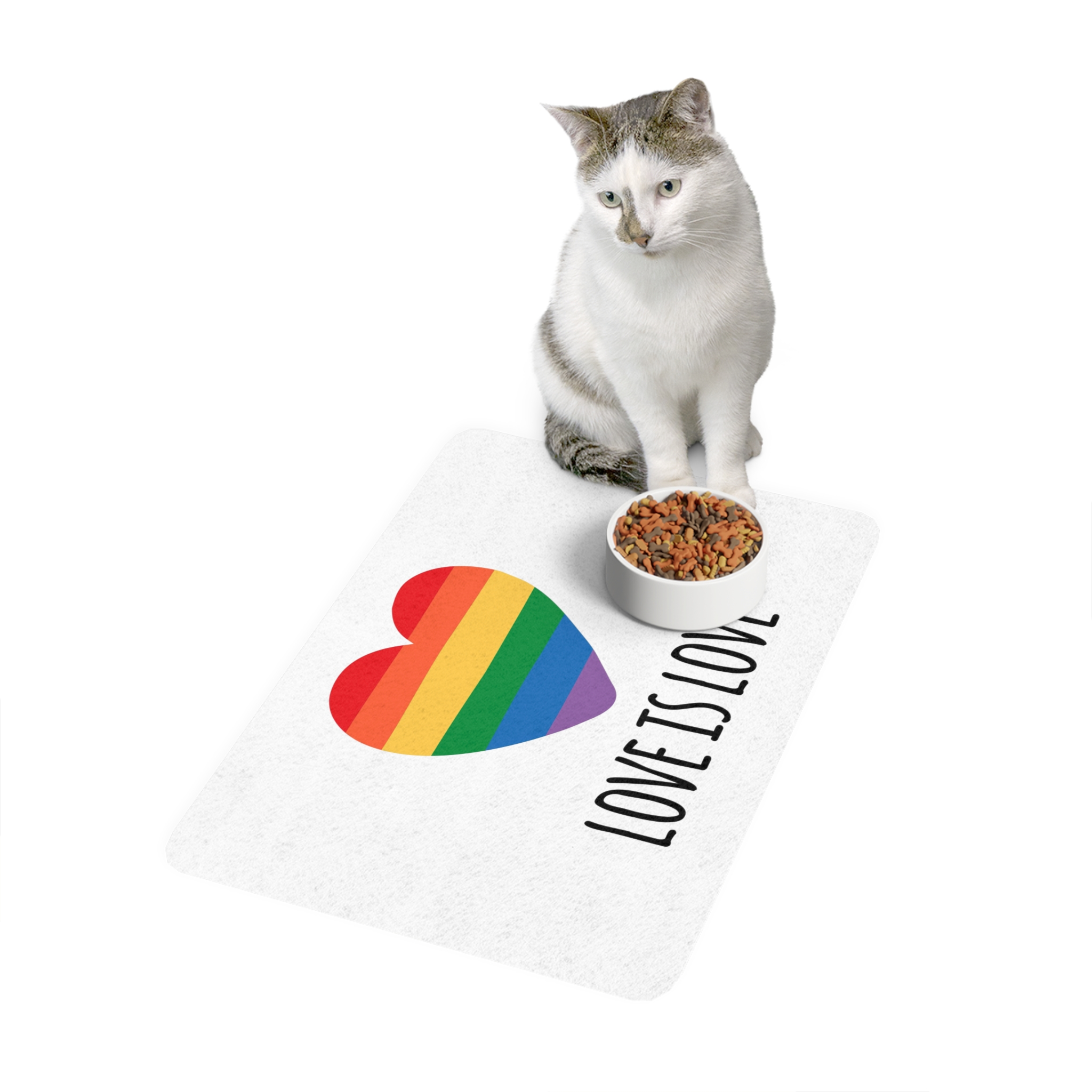 Vector Sketch Lgbt Rainbow Love Is Love Lettering (1) Pet Food Mat 12x18 - Image 3