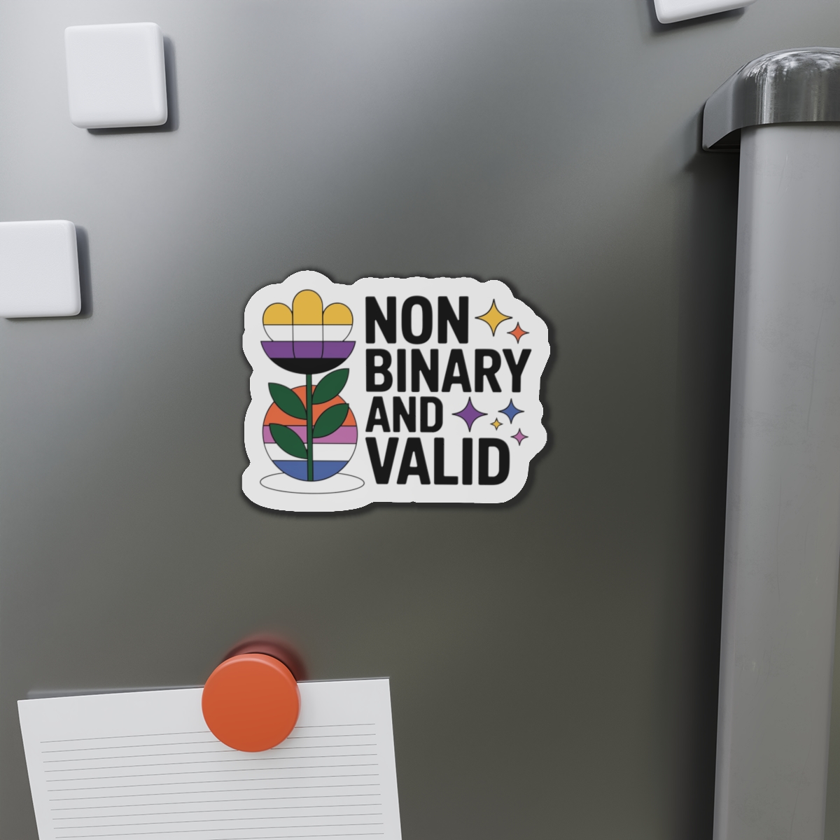 Non Binary Valid T Shirt Design Isolated White Background Die Cut Magnets - Image 11
