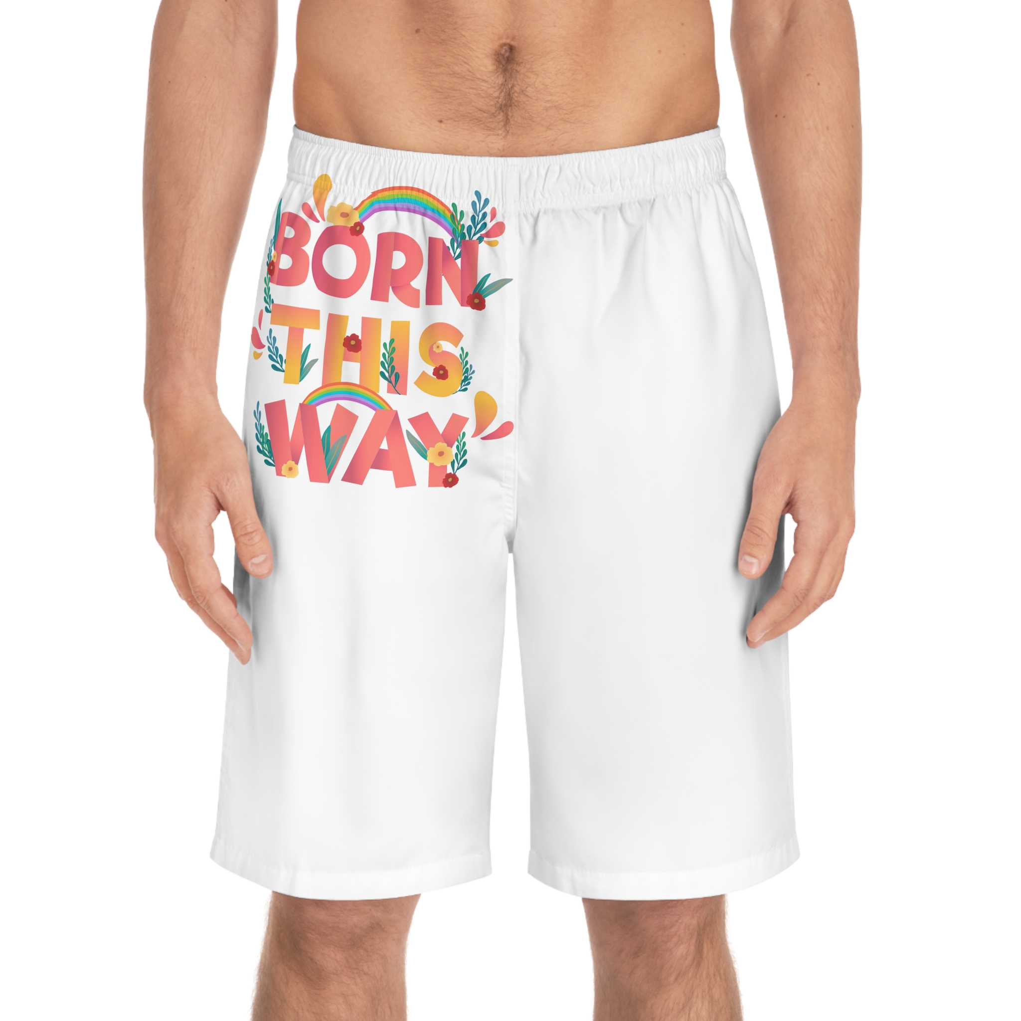 Pride Day Positive Lettering Design Mens Board Shorts Aop - Image 3