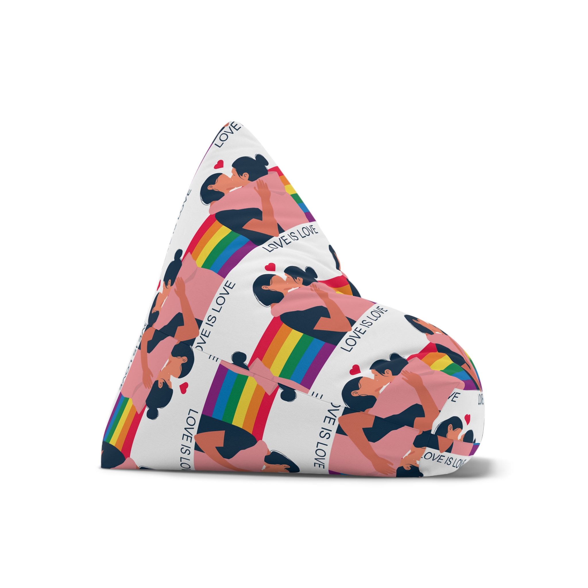 Lesbian Couple Kissing Hugging Rainbow Flag Love Is Love Bean Bag Chair Cover - Image 7