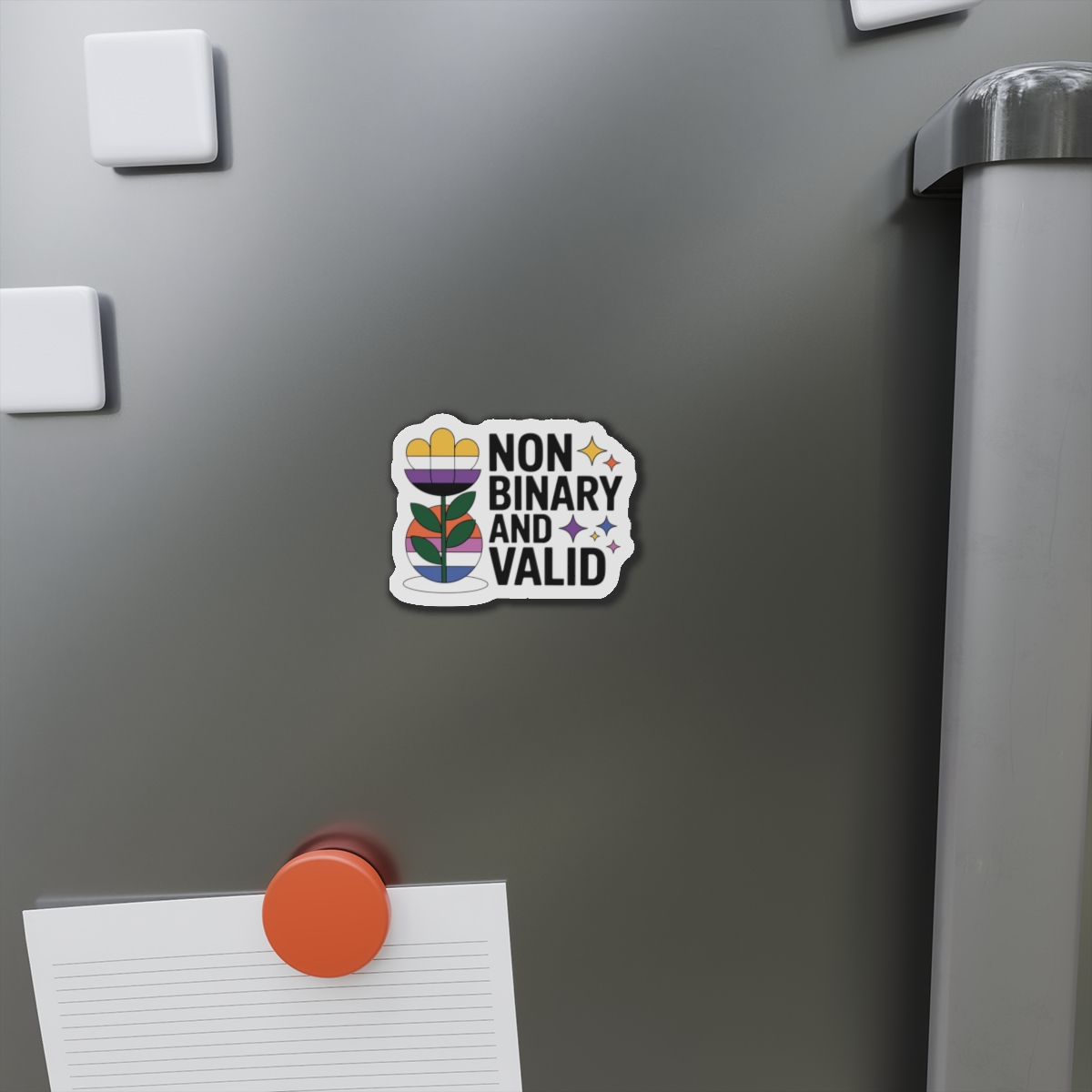 Non Binary Valid T Shirt Design Isolated White Background Die Cut Magnets - Image 5