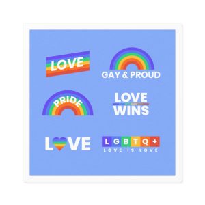 Pride Day Concept Rainbow Labels Laminate Stickers Square