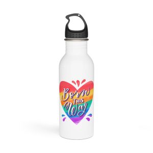 Hand Painted Watercolor Pride Day Lettering Stainless Steel Water Bottle