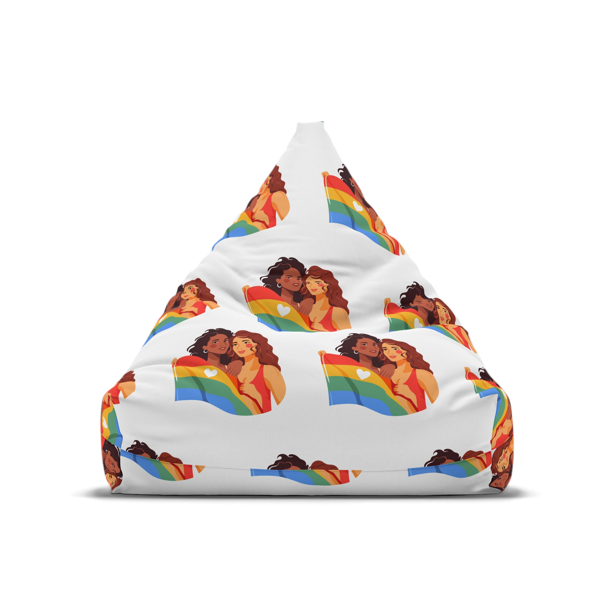 Portrait Lesbian Couple With Rainbow Flag Concept Lgbtq Bean Bag Chair Cover - Image 5