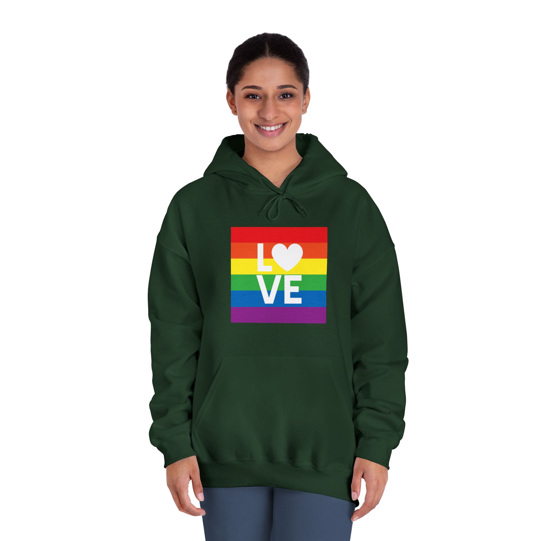 Love Lgbt Heart Squere White Unisex Dryblend Hooded Sweatshirt - Image 24
