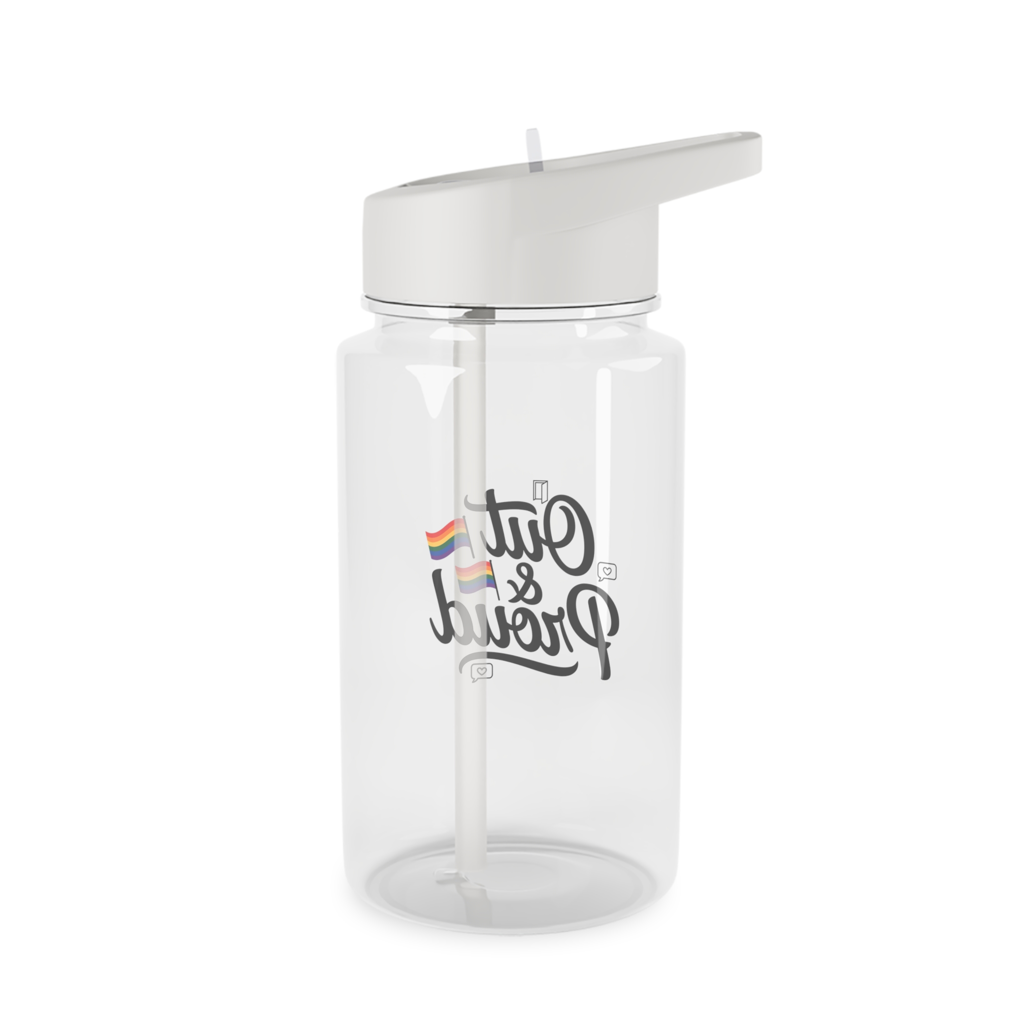 Out Proud T Shirt Design Isolated White Background(1) Tritan Water Bottle - Image 2