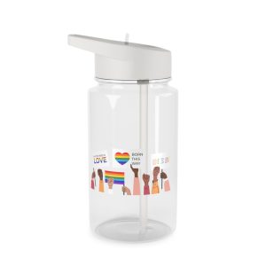 People Holding Lgbt Posters Symbols Signs Flags With Rainbows Pride Month Human Rights Love Is Love Tritan Water Bottle