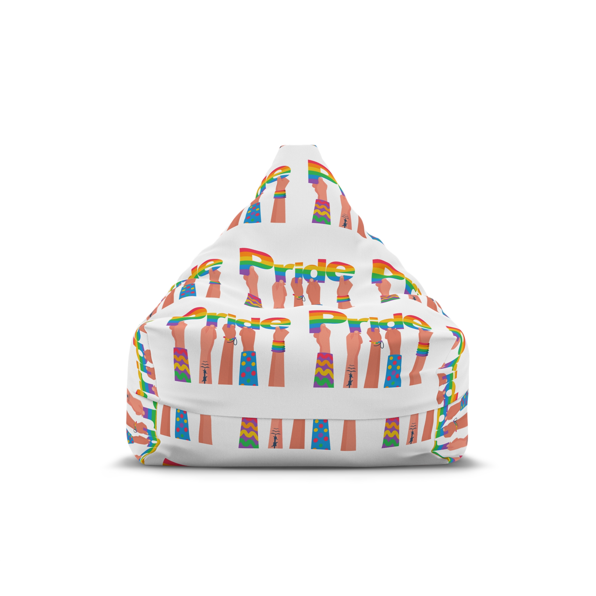 Happy Pride Day Colored Letters Hands Gay Bisexuals Freedom Fighters Bean Bag Chair Cover